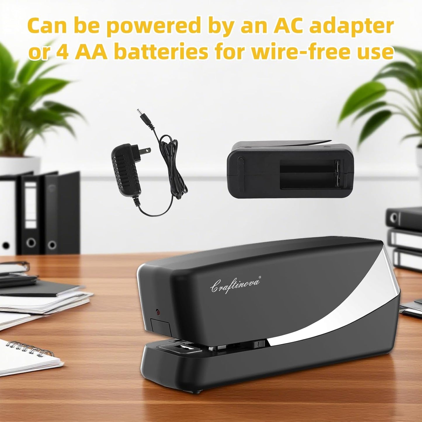 Electric Stapler, Automatic Stapler, Include 2000 Staples and 1 Staple Remover, Heavy Duty, Store 210 Staples，AC or Battery Powered, 25 Sheet Capacity.