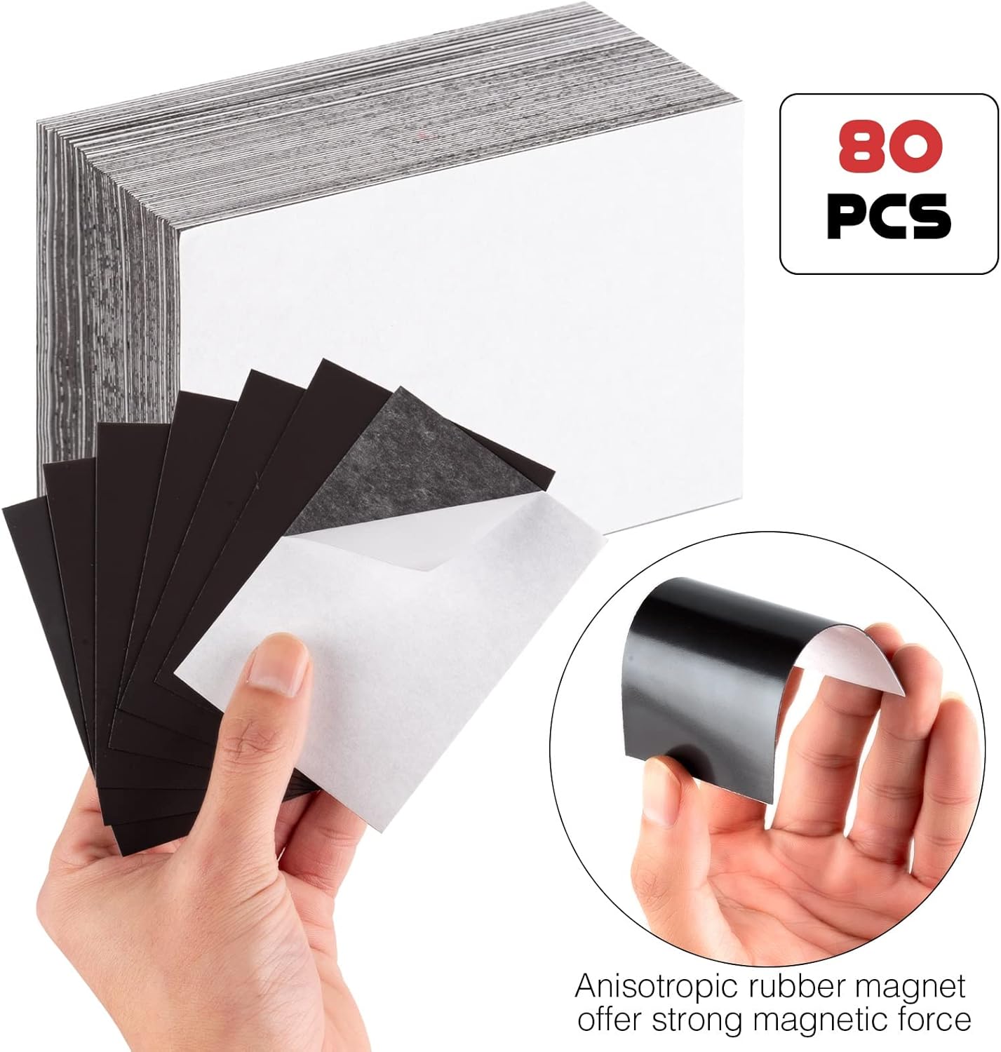 Magnetic Sheets with Adhesive for Wallet Size Pictures,2.5x3.5-80 Pack,Bulk Self Adhesive Backing,Create Picture Magnets for Refrigerator,Peel and Stick on,Decoration Your Home and Classroom