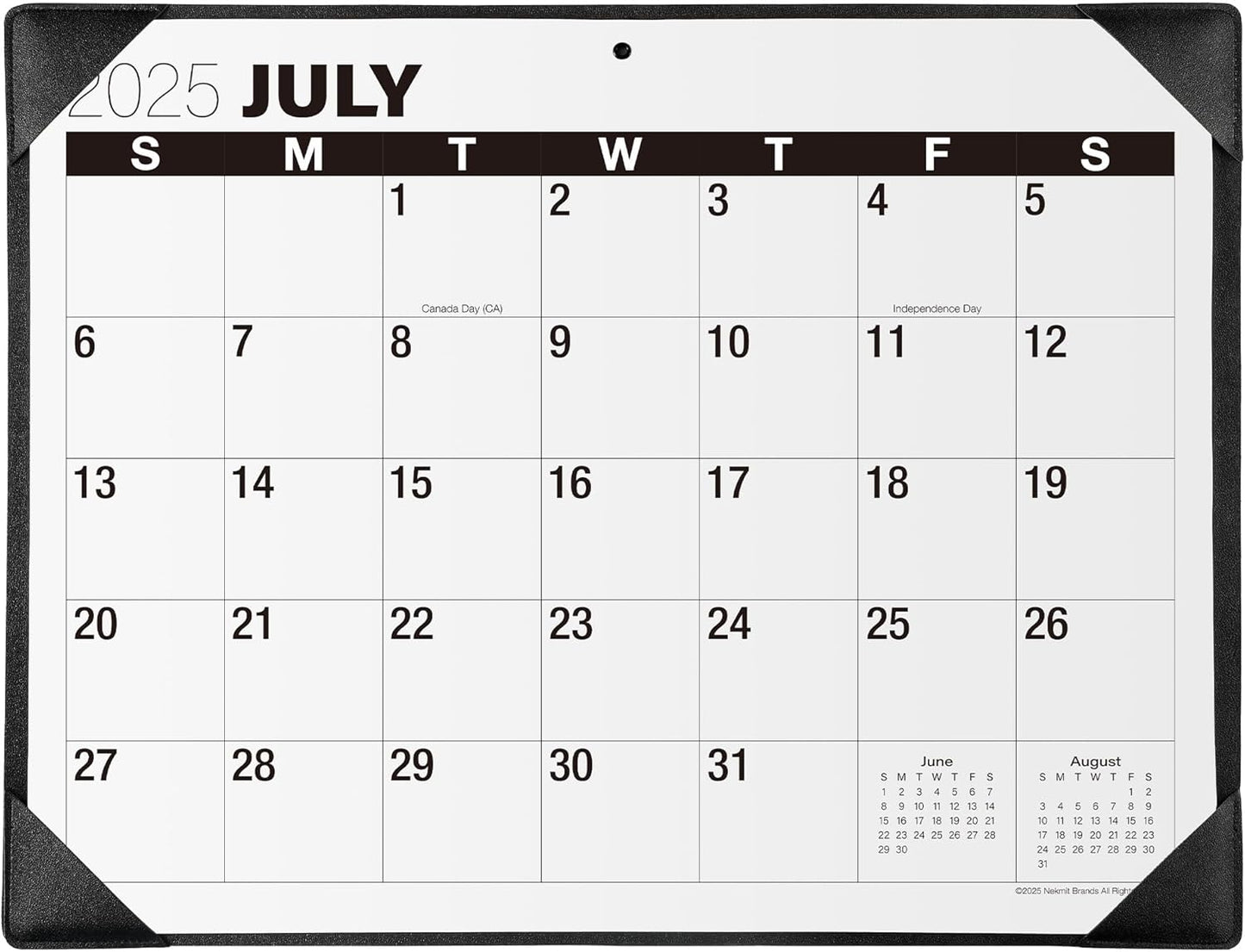 Nekmit Desk Calendar 2025-2026, Large Print Desk Calendar with Desktop Mat, 21" x 16 1/2", Runs From July 2025 to June 2026, for Home and Office, Black