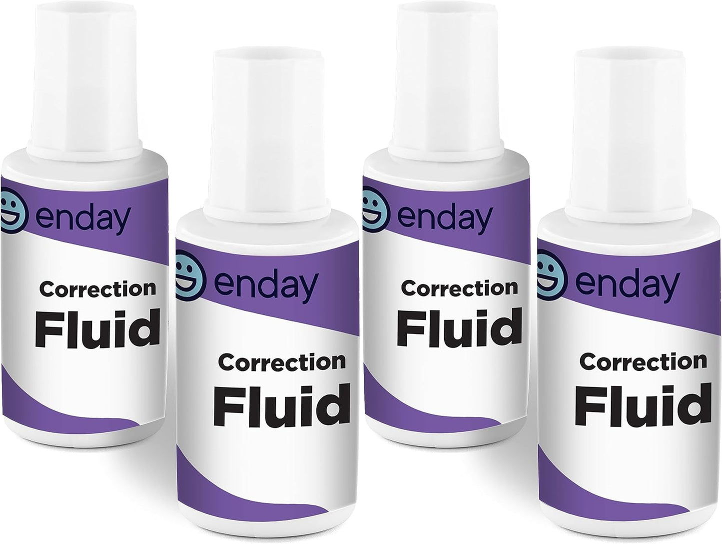 Enday White Out Liquid Correction Fluid, 7 fl. Oz. / 20 ml Foam Wand Applicator Quick Dry Liquid Paper Whiteout, Multi-Purpose Smooth Wite Out Corrector for Office, and Home, 4 Pack