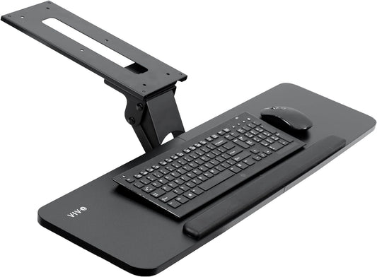 VIVO Adjustable Computer Keyboard and Mouse Platform Tray, 34 x 10 inch Ergonomic Under Table Desk Mount Drawer Underdesk Shelf, Black, MOUNT-KB36B