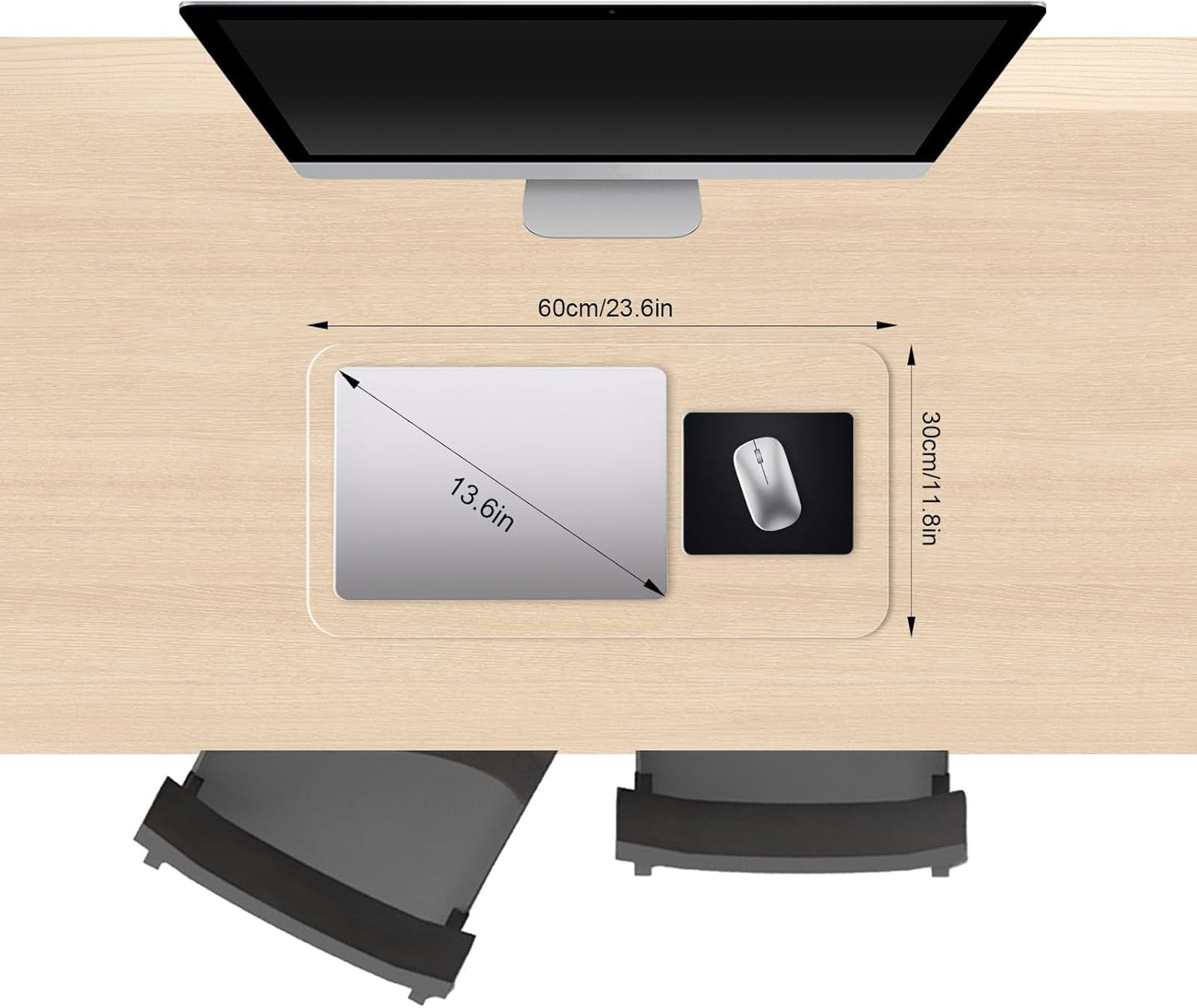 Clear Desk Mat, Non-Slip PVC Desk Protector Mat with Round Edge, Heat Resistant & Waterproof Clear Desk Writing Mat for Home and Office (23.6"*11.8")