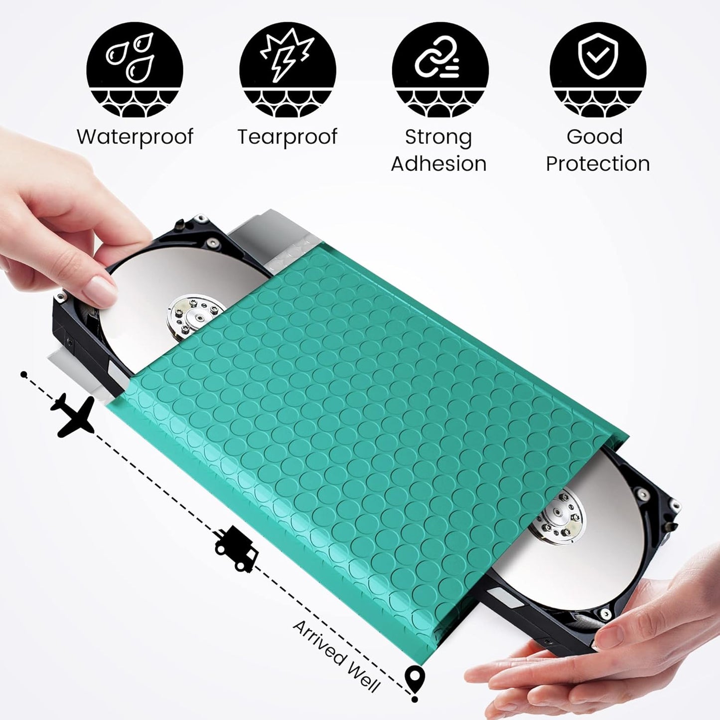 Fuxury Bubble Mailers 6x10“ 3000 Pack Teal Padded Envelopes Usable Size 6x9" Thick Mailing Envelopes Bubble Padded, Shipping Bags for Mailing,Packaging, Small Business, Boutique, Bulk #0