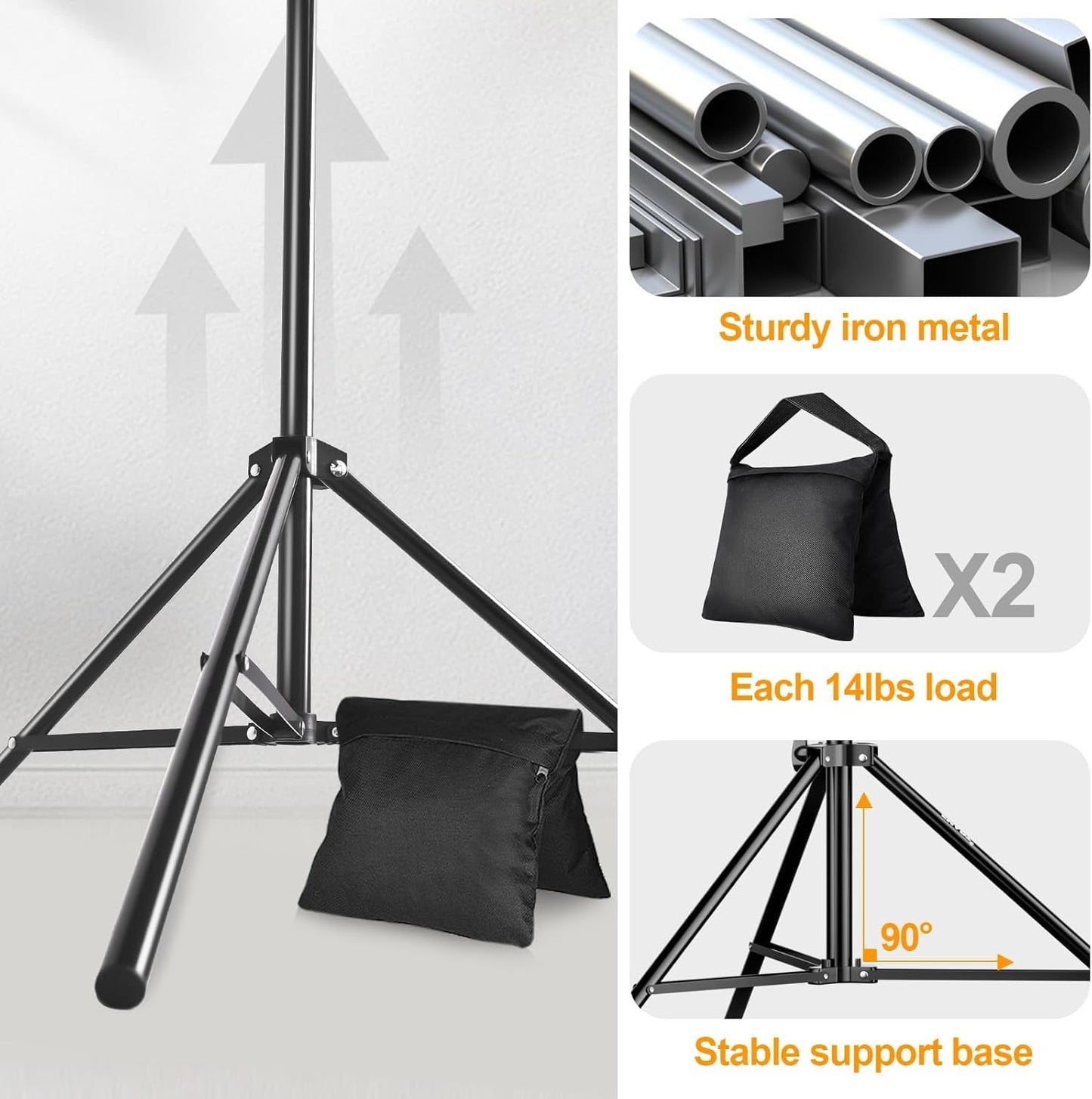 EMART Photo Backdrop Stand kit, 7.8 x 10 ft Back Drop Adjustable Frame for Photography, Photoshoot Banner Background Support Holder for Parties Dectoration