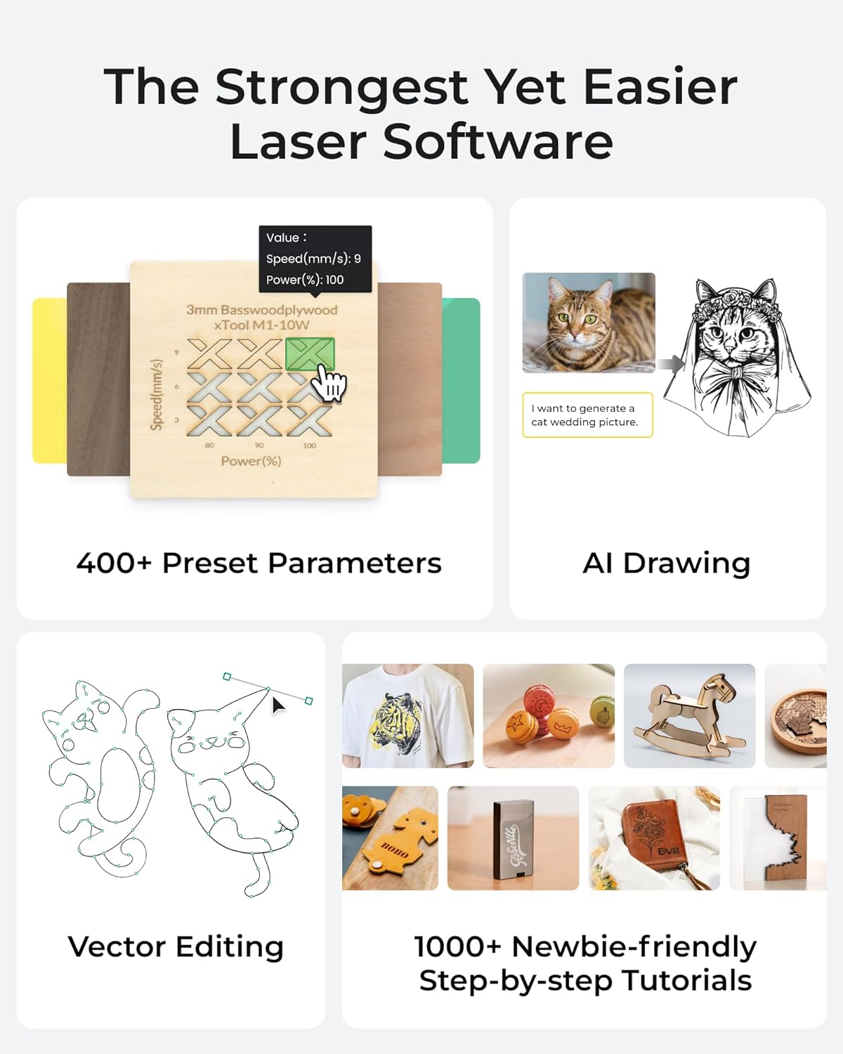 xTool S1 20W Laser Engraver and Cutter Machine with Air Assist & Honeycomb, 23.93" x 15.16" Bed Size, Beginner-Friendly, Laser Engravering Machine for Wood and Metal, Acrylic, etc. - Basic Bundle