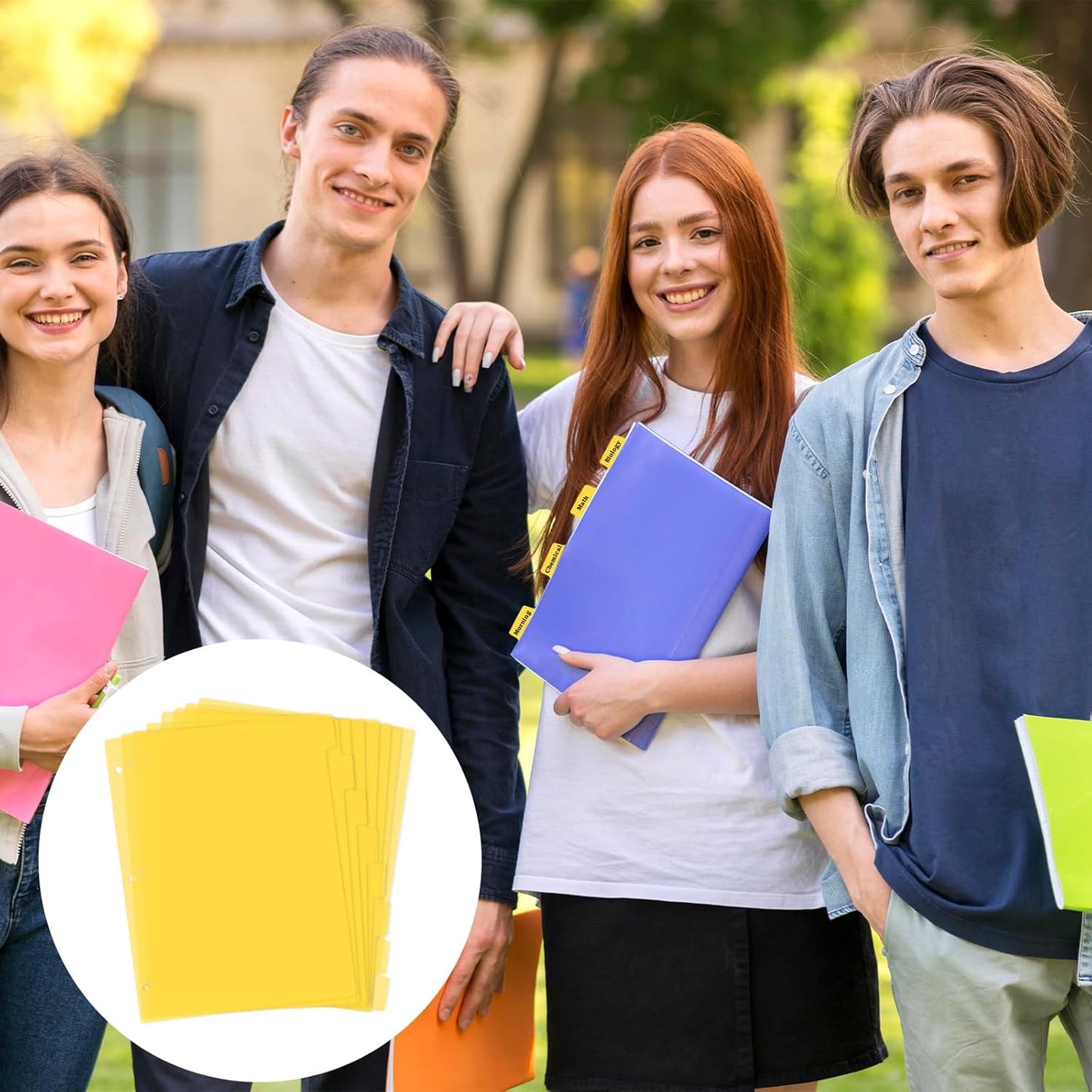 3 Ring Yellow Binder Dividers with 8-Tabs, A4 Blue Binder Dividers, Sturdy Plastic Divider, Aesthetic Divider for Binders, Suitable for Notebooks and Binders, 3 Hole Punch