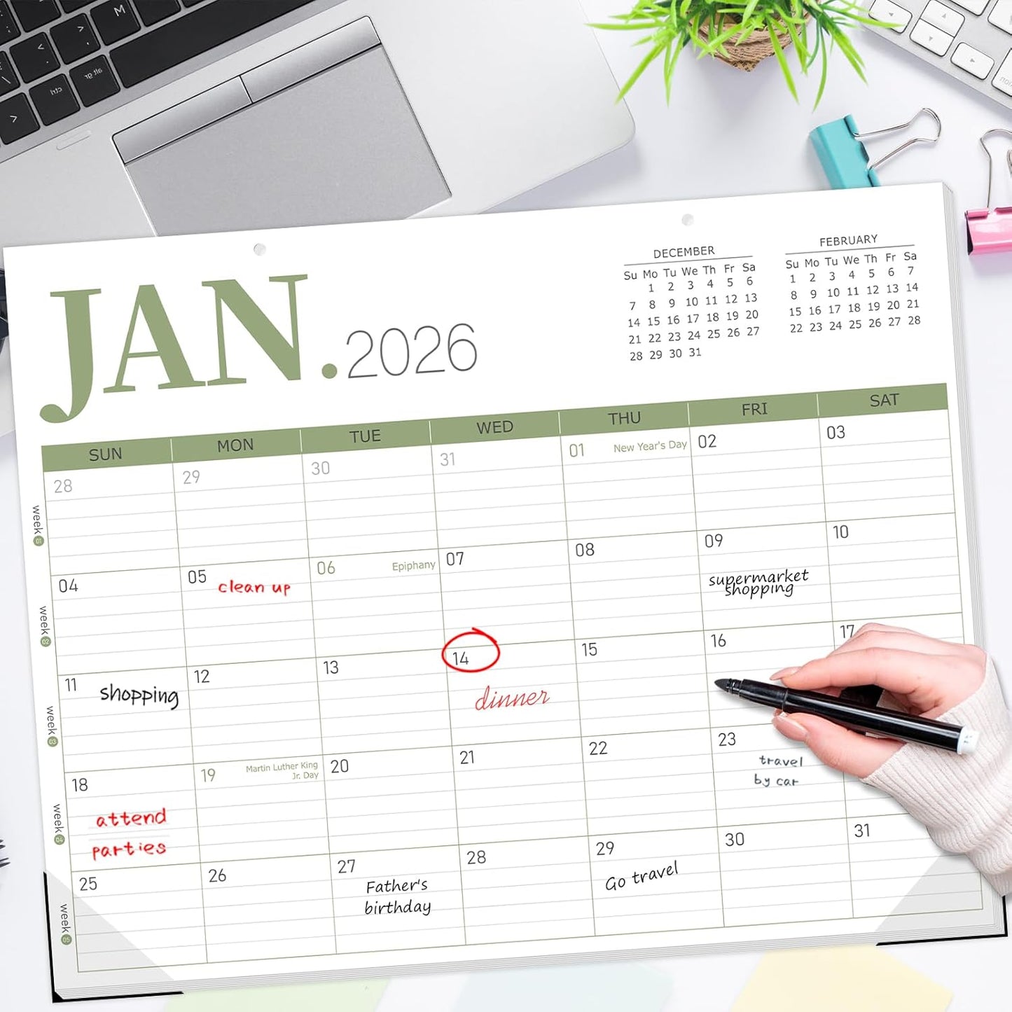 GuassLee Desk Calendar 2026, 18-Month Hanging Desk/Wall Calendar From 2026 Jan-2027 Jun, 14" X 11" Monthly Planner with Thick Paper For Office Home School Desk Organizing