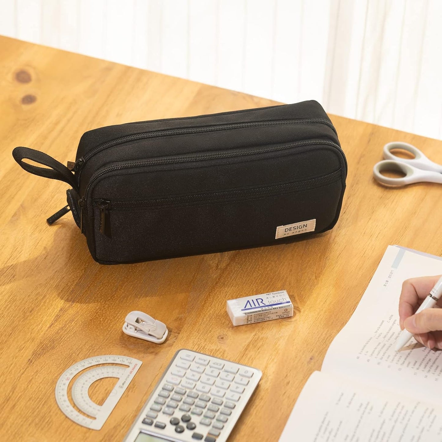 HVOMO Large Pencil Case High Capacity Holder Box Storage bag Desk Organizer Marker Pouch Pen For Middle School Office College Adult Girl and Boy(Black)