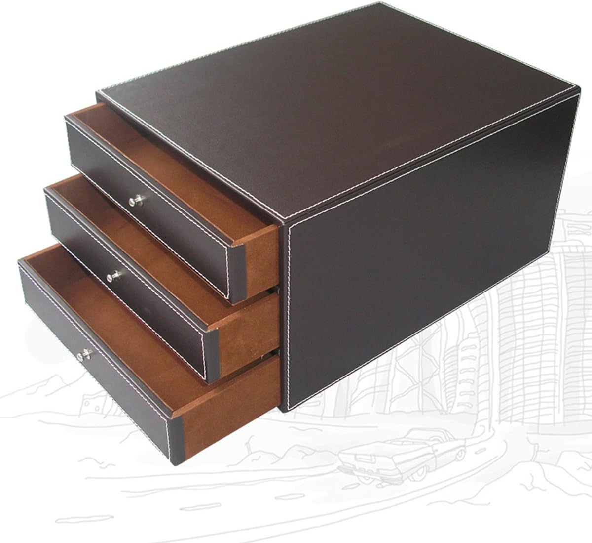 KINGFOM 8 PCS/SET Desk Organizers, Pu Leather Office & Home Desktop Decor Supplies Storage Box, Including Files Organizer Drawer, Memo Paper Holder, Tissue Holder and Mouse Pad etc (T03-Brown)