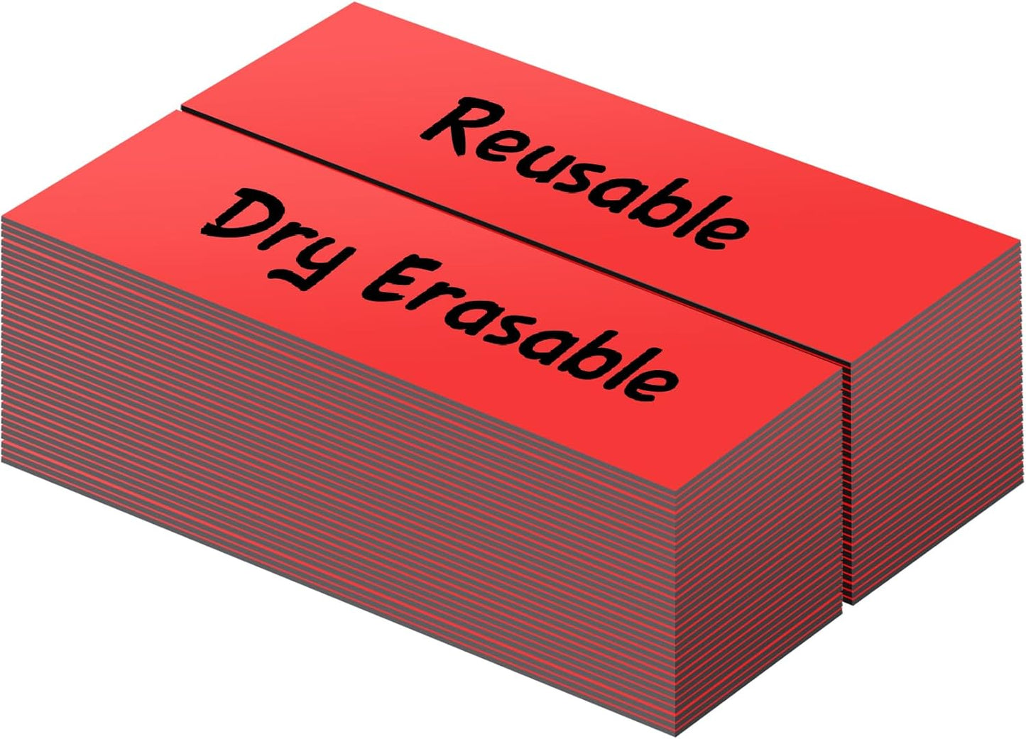 LLPT Dry Erase Magnetic Labels 1" x 3" 50 Packs Blank Writable Magnet Stickers Reusable for Refrigerator Shelf Whiteboard Toolbox Craft and Other Metallic Surfaces Red (DML1030RD)