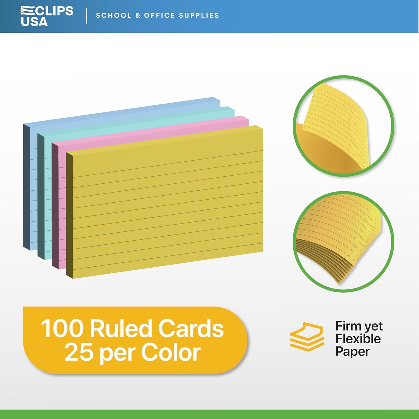Index Cards 3x5 Bulk (600 Cards, Pastel), Colored Flash Cards For Studying, Note Cards, Flashcards, Notecards,100 Per Pack, (6 Pack)