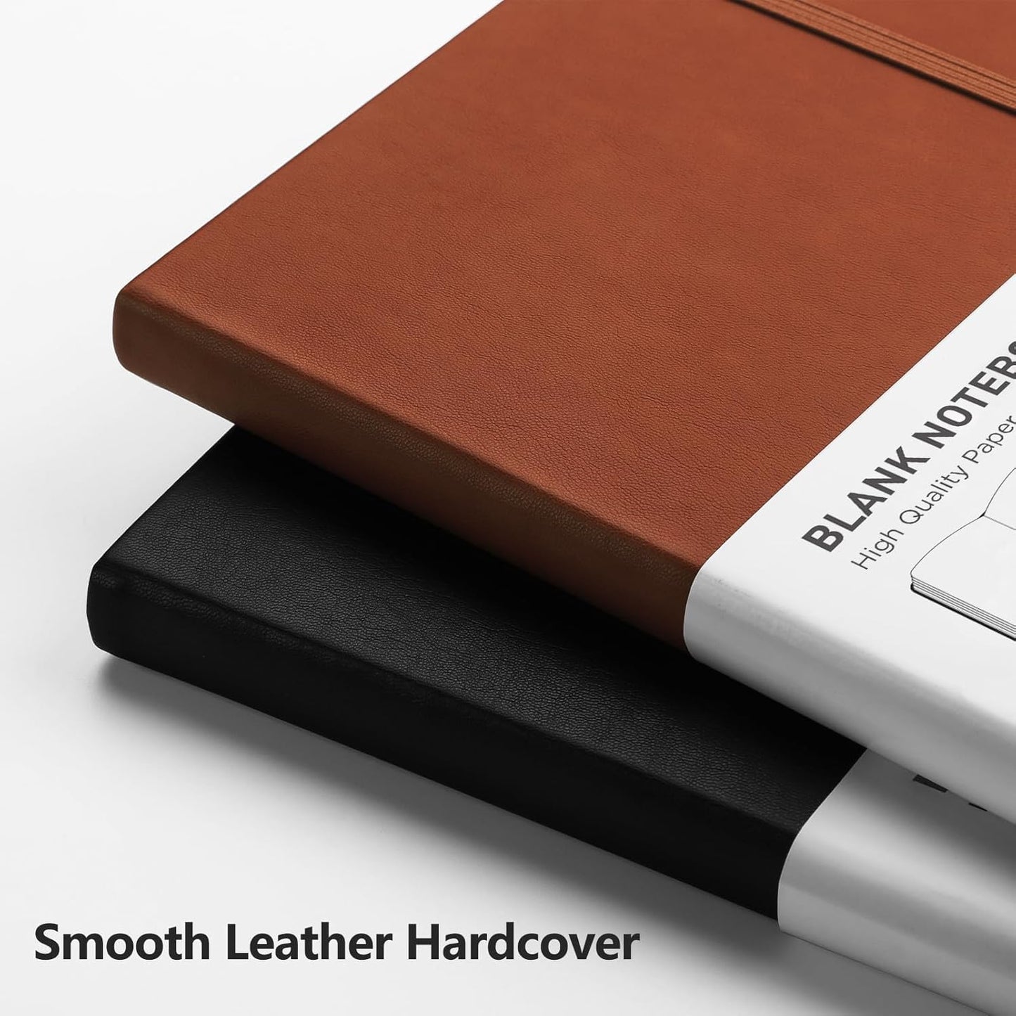 RETTACY Blank Journal Notebook, 2-Pack, 192 Pages per Pack, A5 Medium Size (5.7'' x 8.3''), Leather Hardcover, 100 GSM Thick Paper, for Sketching, Drawing, Painting (Black & Brown)