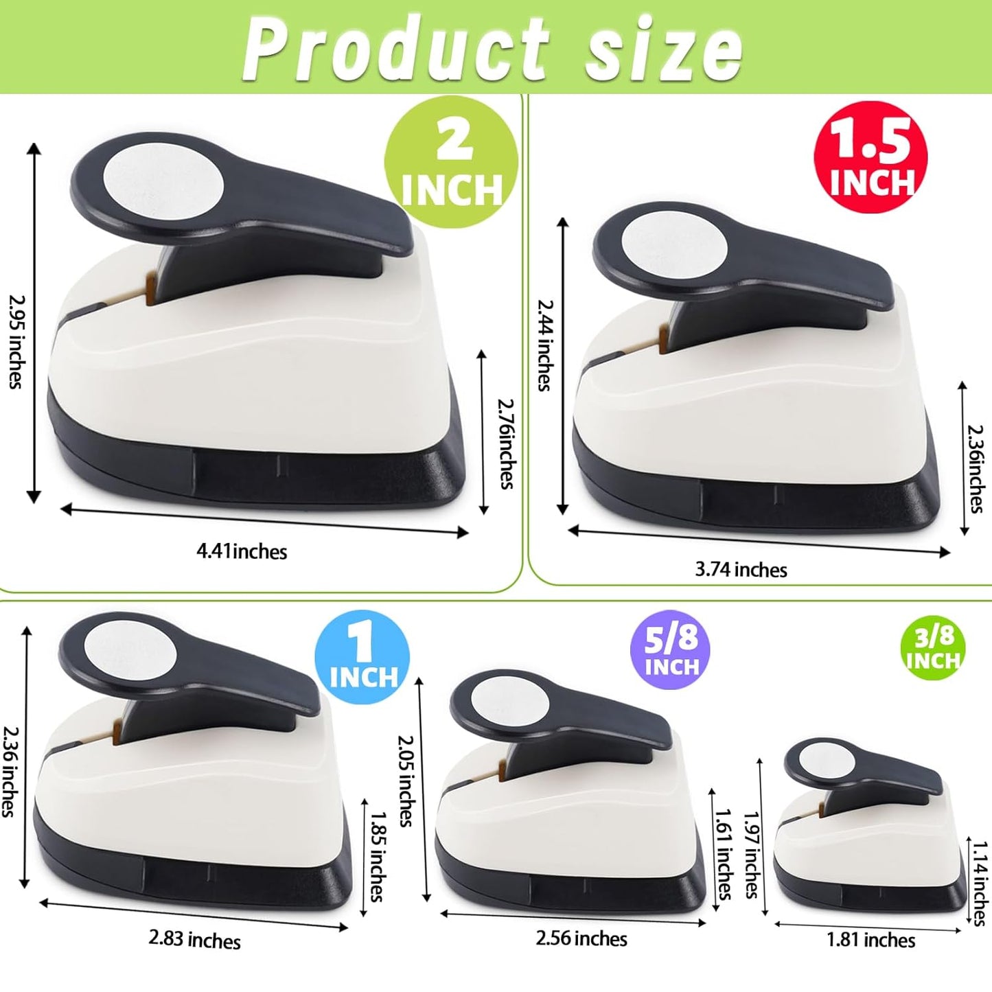 5 Circle Hole Punch, Circle Paper Punch, CirclePunches for Paper Crafts, Large Hole Puncher, Different Size of Scrapbooking Punches, Round Punch Shape for Scrapbook Card Making