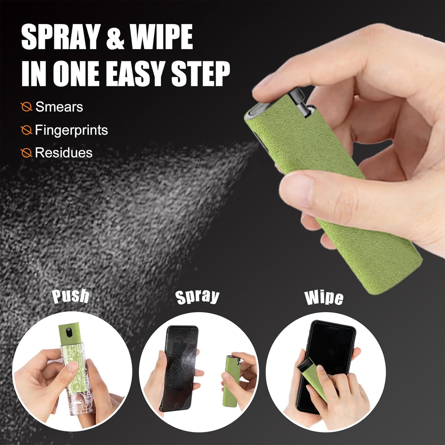 walrfid Car Screen Cleaner Spray and Wipe Cleaning Kit for Electronic iPad, iPhone, Phone, MacBook, TV, Monitor, Tablet Display, with Graffiti Case
