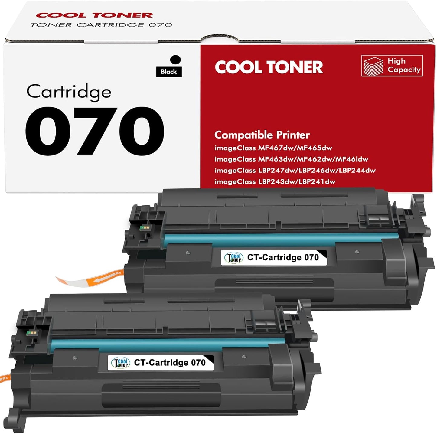 070 Toner Cartridge Black 2 Pack Compatible for Canon 070 Toner Cartridge 070 070H CRG070 CRG-070 CRG070H CRG-070H for Canon imageCLASS MF465 MF462 LBP247 LBP246 Printer Ink