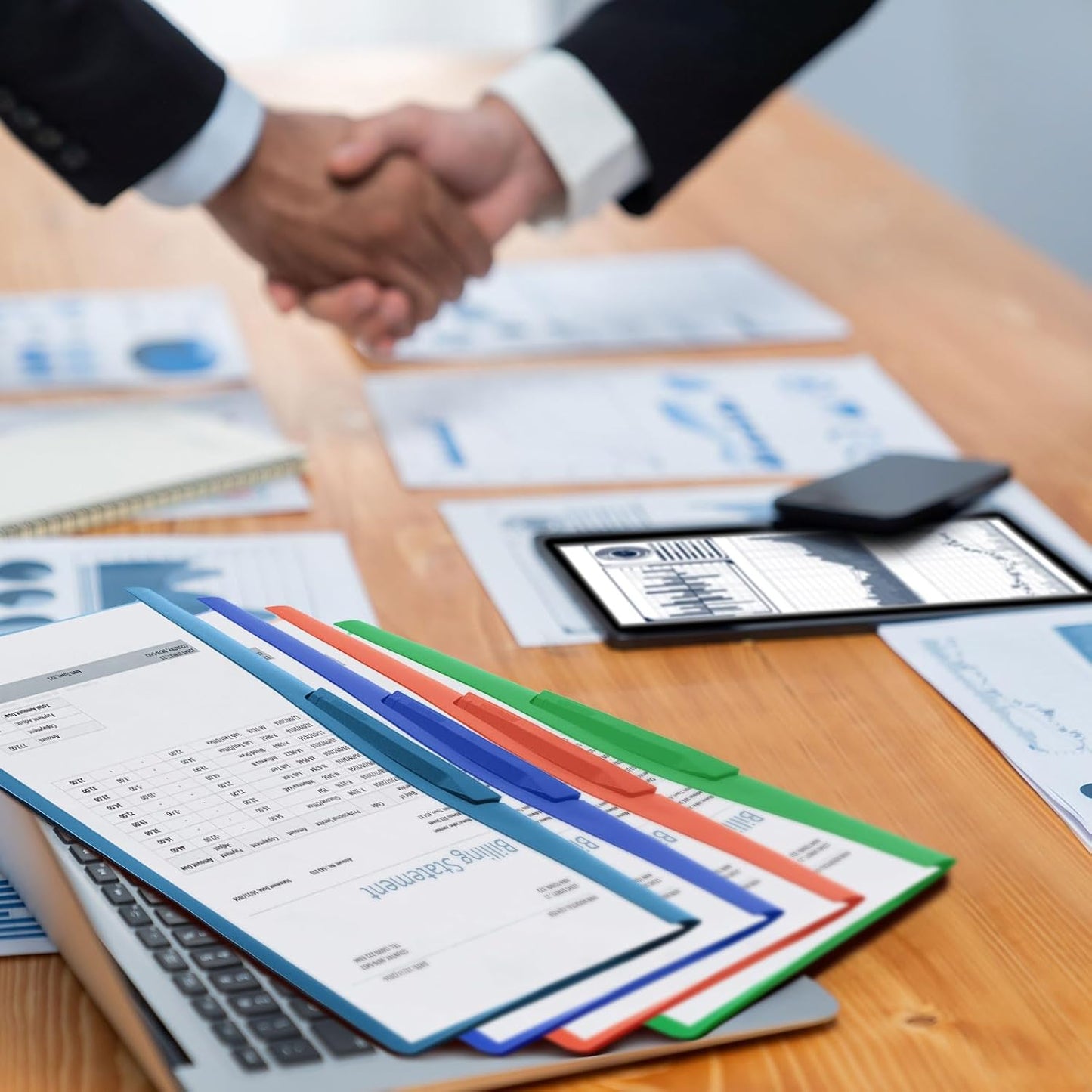 Maitys 25 Pack Clear Report Covers with Clip 11.4 x 9 Inch Presentation Folders Transparent Front Cover Portfolio Folder Resume Folder Interview Report Folders for Letter Size(Multicolor)