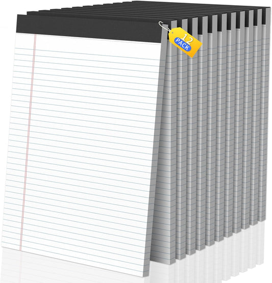 Legal Pads 8.5 X11, Narrow Ruled Notepads, 12 Pack, 50 Sheet/Pad, White Legal Pads, Tear Off Notepad, Perforated Writing Pad, Notebook Paper College Ruled, Notepads for Office Home School, Notepad