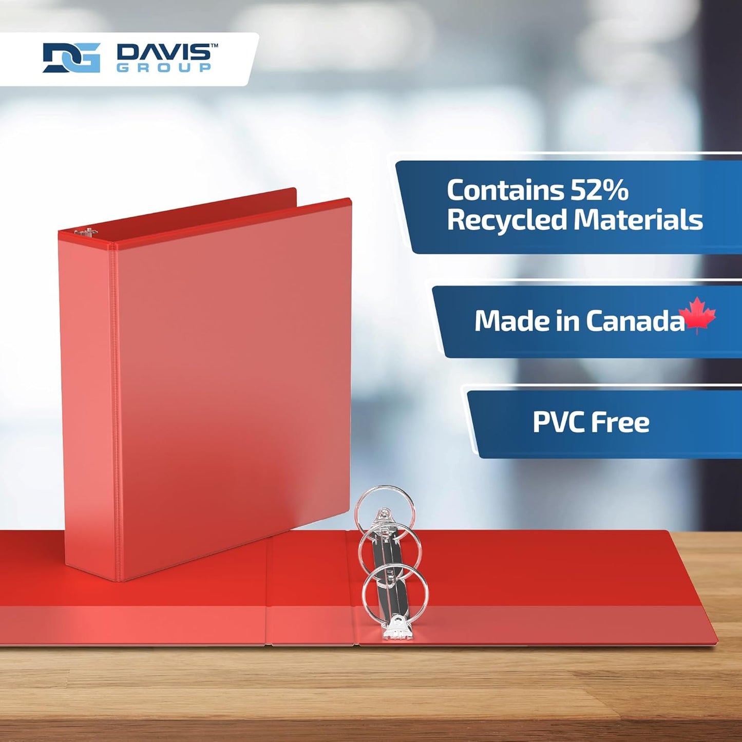 Easyview Premium 3-Ring Binders with Clear-View Covers and Round Rings, Binders for School or Office, 2 Inch, Pack of 6, Red