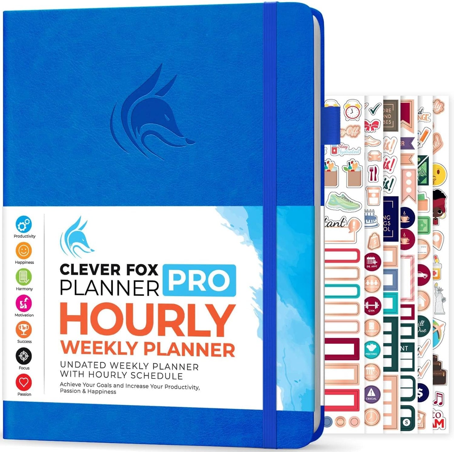 Clever Fox Planner PRO Schedule – Undated Weekly & Monthly Life Planner with Time Slots, Appointment Book & Daily Organizer, A4 (Blue)