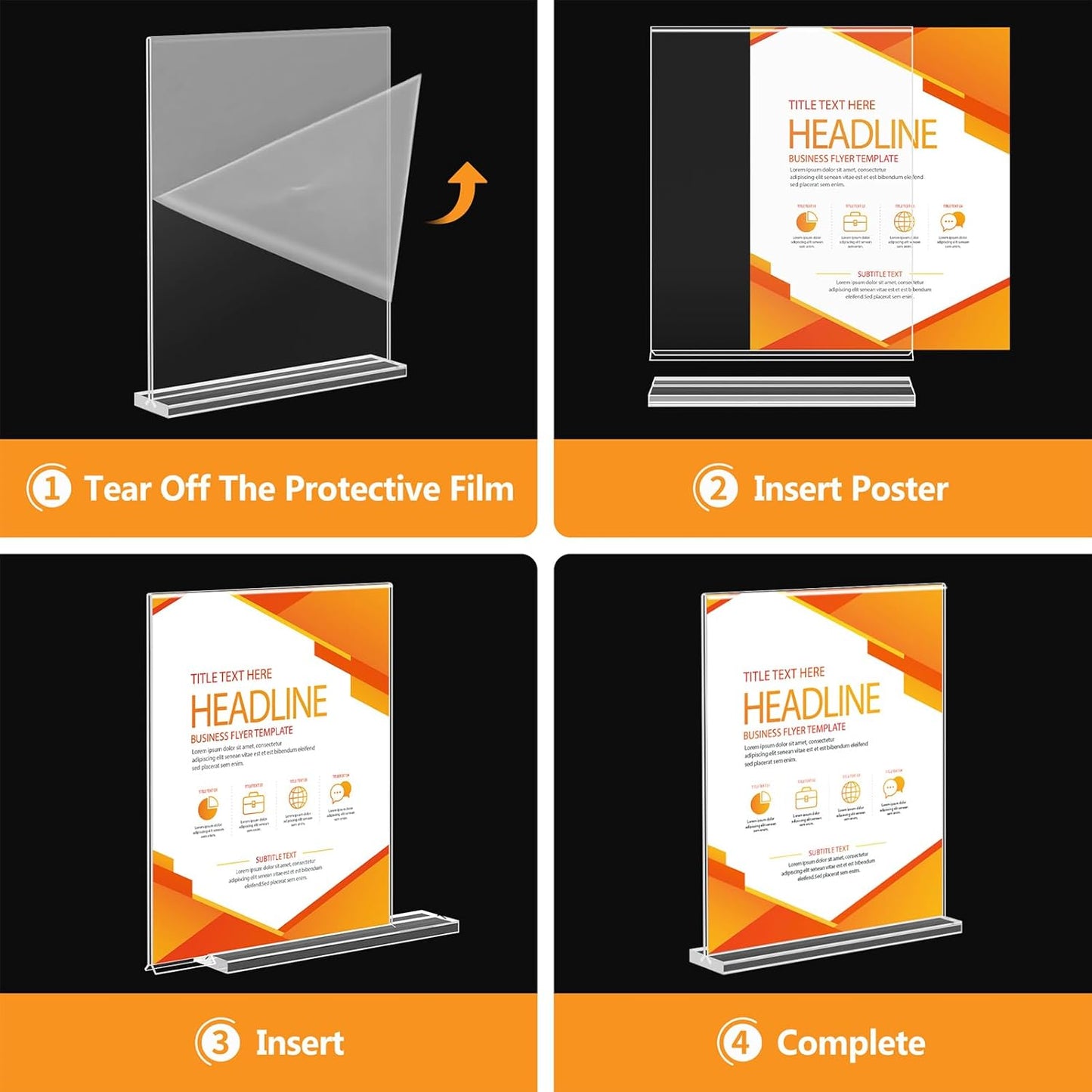 Acrylic Sign Holder 8.5 x 11, Double Sided Sign Holder Stand, Plastic 12 Pack Table Paper Stand, Vertical Menu Flyer Stand, T Shape Table Flyer Holder