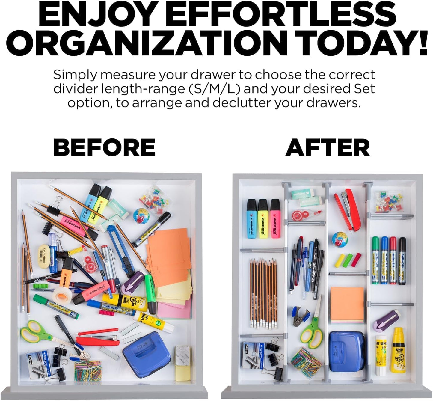 Practical Comfort Aluminum Drawer Organizer for Kitchen Utensils Silverware Flatware 9 Dividers Set | MEDIUM | UPGRADED VERSION