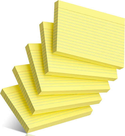 200 Pcs Index Cards 4 x 6 Inch Ruled Yellow Index Cards, College Ruled Flash Cards for School, College, Office and Home Organization, Durable Study To Do List Note Cards with Ruled Lines, 5 Pack of 40