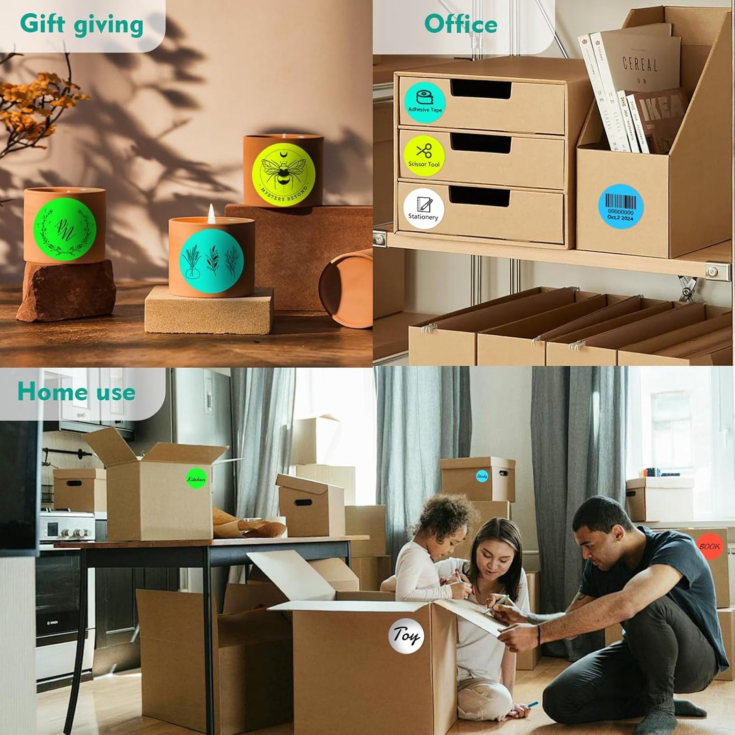 3 X 3 Inch Color Coding Dot Labels Circle Thermal Printable Waterproof 500 Pcs Round Stickers Adhesive Writable for Office, Home, Garage, DIY Sticker, Barcodes, Name Tag, Watercolor Green