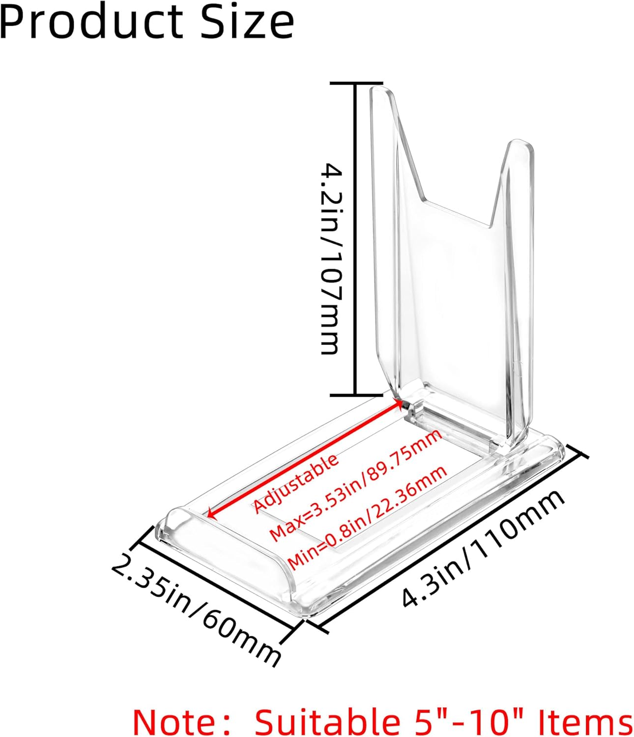 （10 Pack ）Acrylic Book Stand for Display Adjustable Clear Display Holder Easel Collector Stand for Home Office Back to School Comic Album CD Magazine Postcard Artworks (4.2 x 4.3 x 2.35 Inch)
