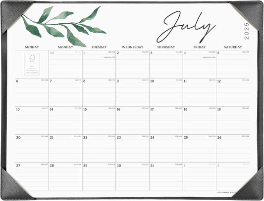 Cabbrix Large Desk Calendar 2025-2026 with Desktop Mat, Desk Pad Calendar July 2025 to December 2026, 21 x 16-1/2 Inch Desk Blotter Calendar for Home School and Office, Black