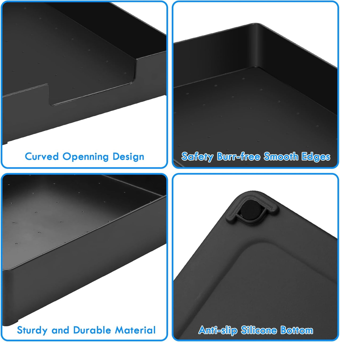 Letter-Size Tray, 2PCS Plastic Stackable A4 Paper Tray, Desk Drawer Organizer, Multi-use Large Storage Basket for Office Home Supplies,13 x 9.6 inch