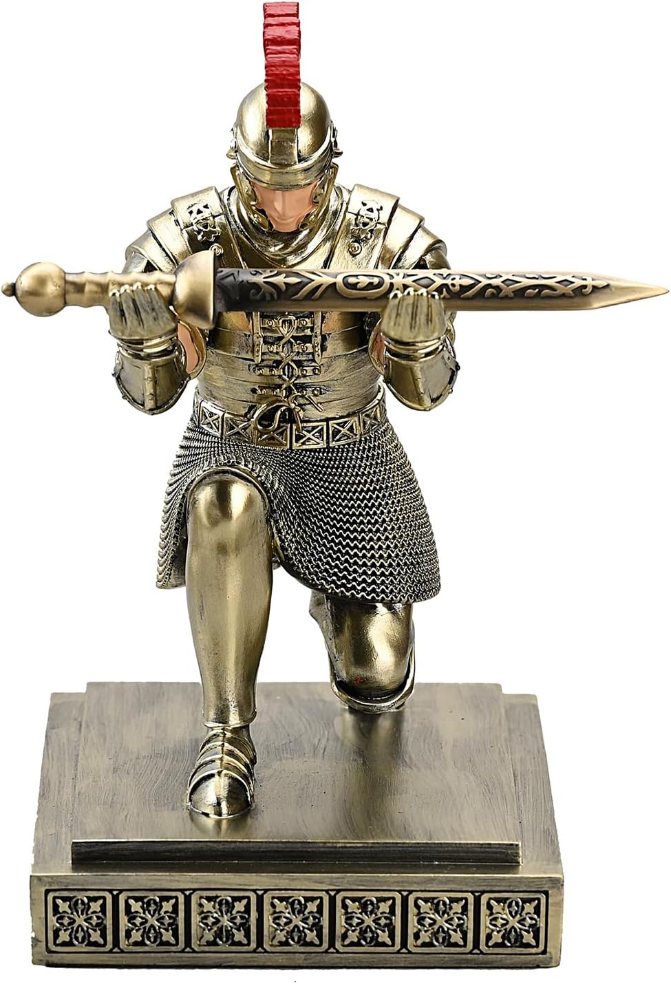 Roman Praetorian Warrior Knight Pen Holder Desk Ornament Resin Pencil Holder Desk Accessories and Organizer for Office with a Letter Opener (Bronze)