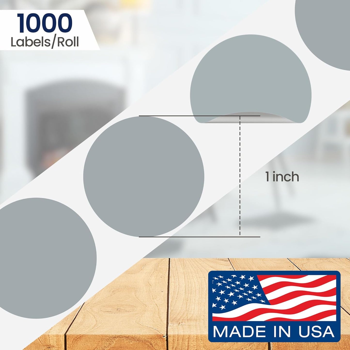 Perco Grey 1-Inch Round Circle Dot Sticker Labels with Removable Adhesive – 1,000 Labels per Roll – Versatile, Vibrant Colors, Reliable Hold, No Residue, Perforated for Convenient Use – Made in USA
