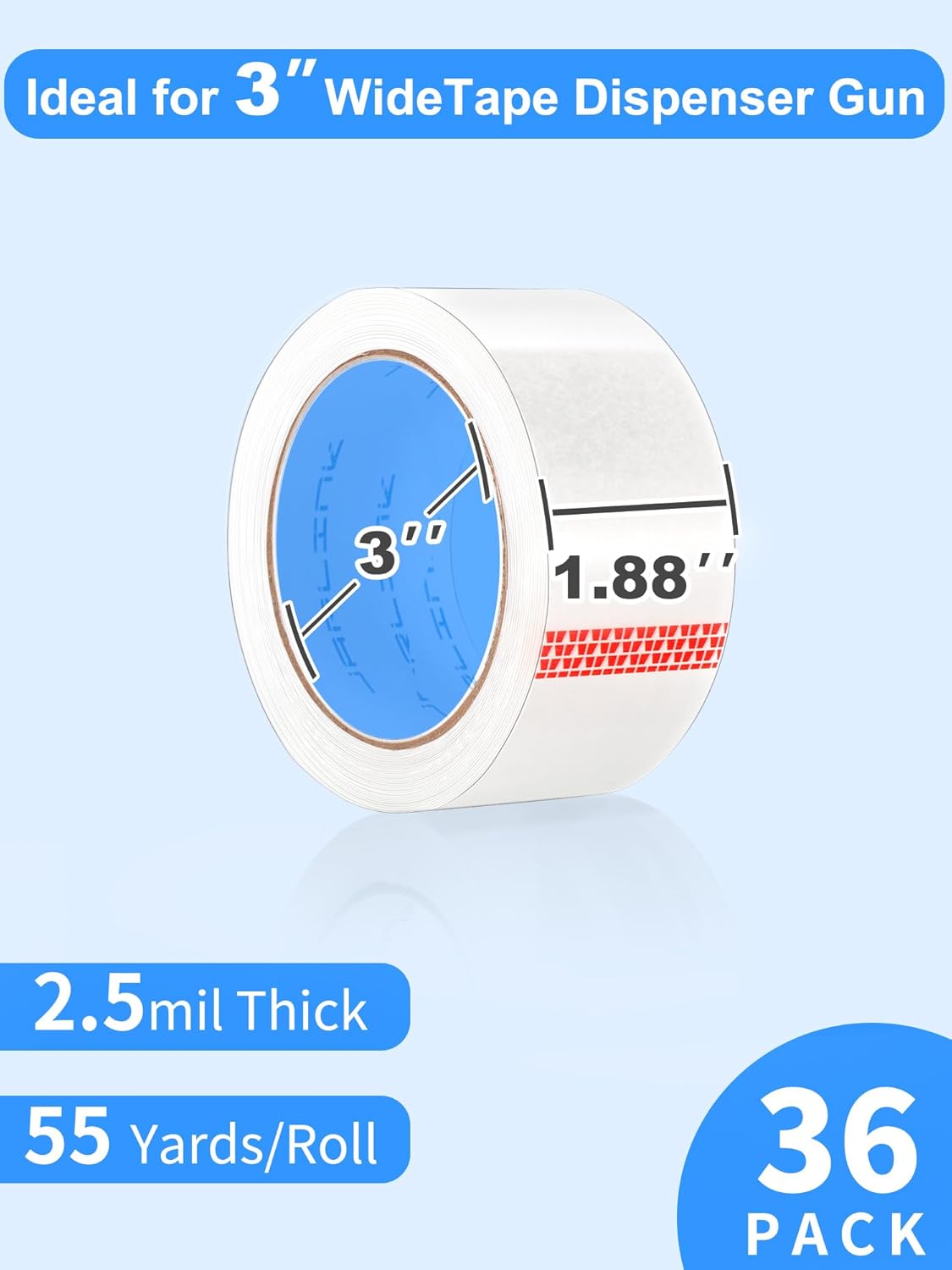 JARLINK Clear Packing Tape (36 Rolls), Heavy Duty Packaging Tape for Shipping Packaging Moving Sealing, 1.88 inches Wide, 55 Yards Per Roll, 1980 Total Yards