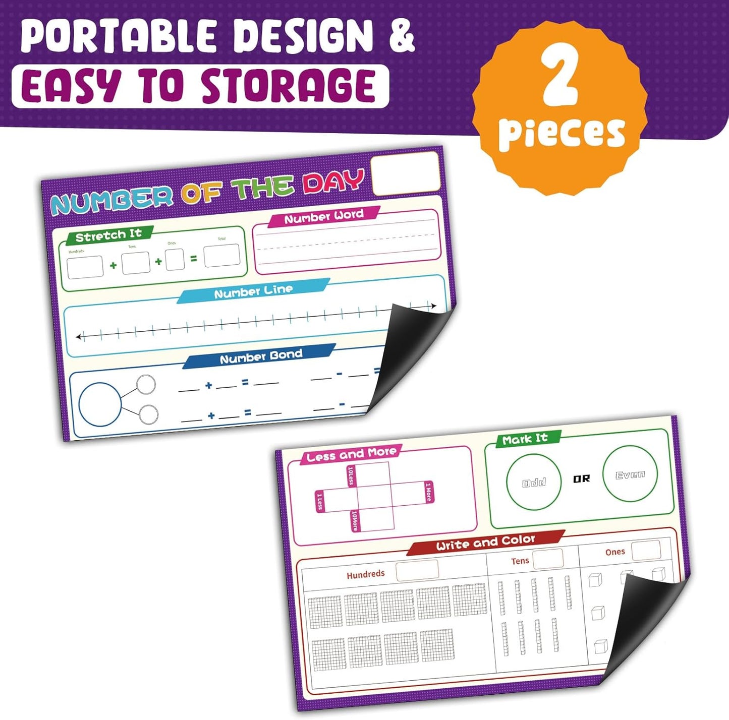 KIKIGOAL 21.5"x17" Magnetic Draw and Write Paper,Dry Erase Handwriting Lined Paper for Classroom Whiteboard, Writing Chart Page Teacher Must Have Homeschool Teaching Supplies (Number)