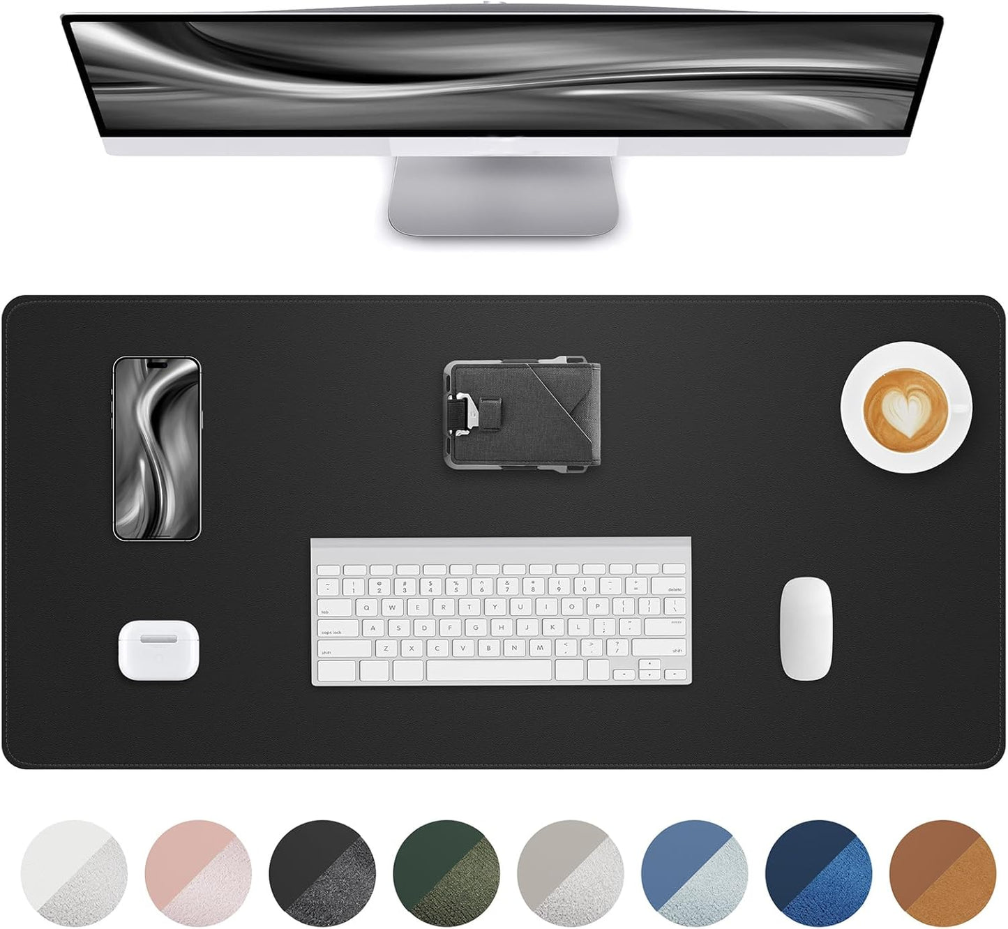 Non-Slip Desk Pad,Desk mat,Large Mouse Pad, Office Desk mat, Waterproof PU Leather Desk Blotter Mat, Desk Cover Mat,Desk Organizer and Accessories for Men(Black, 23.6" x 13.7")