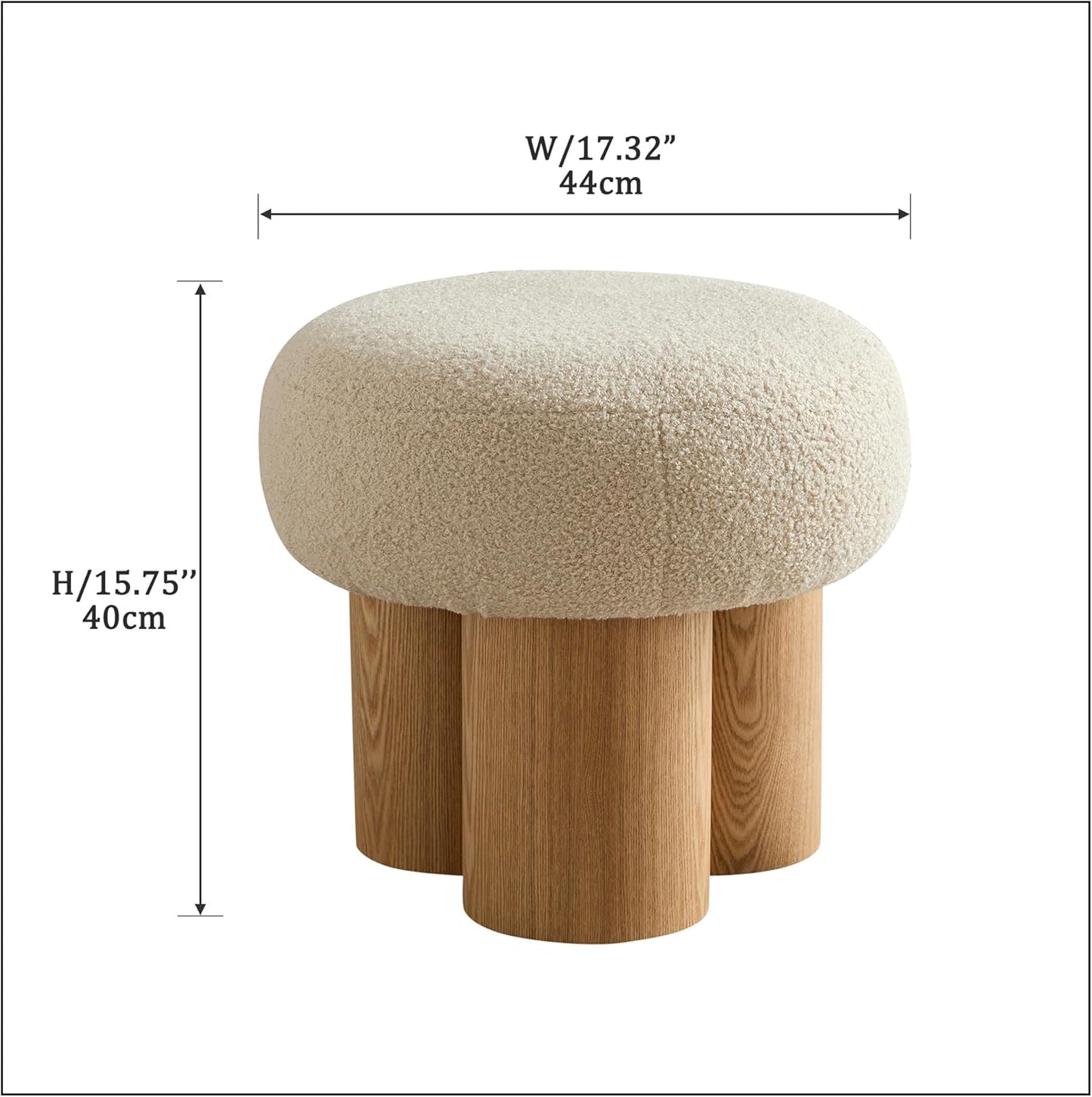 MEETAKING Small Round Foot Stool, Teddy Fabric Footrest Ottoman Stool with Non-Skid Legs, Modern Footstools Step for Couch, Desk, Office, Living Room (Beige)