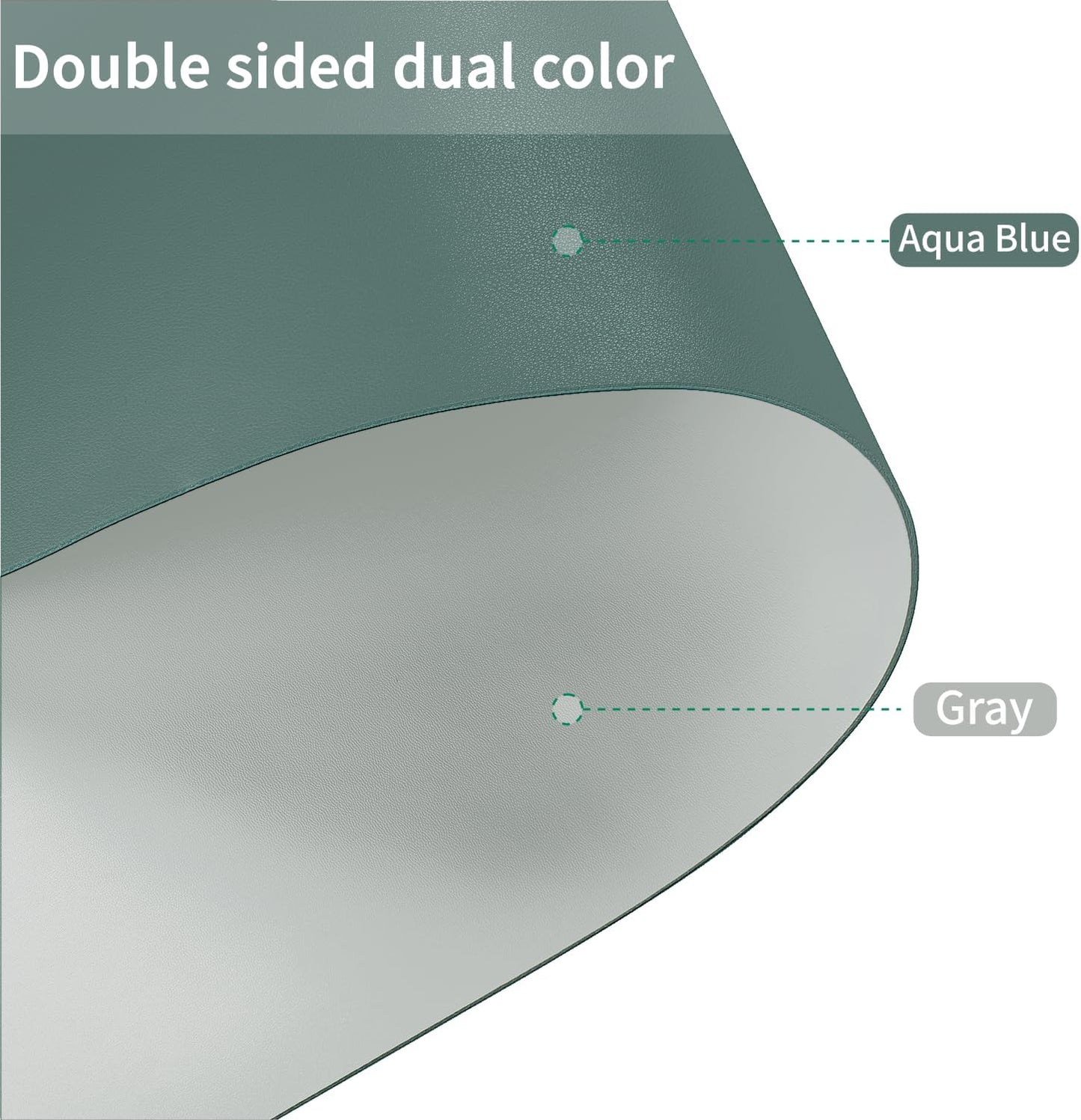 Leather Table Cover,1.8mm Thick,30x48 Inch Desk Cover,Large Desk Mat,Table Protector,Table Cover Protector,Kitchen Table Cover,Dining Table Mat,(Aqua Blue+Gray,30x48)