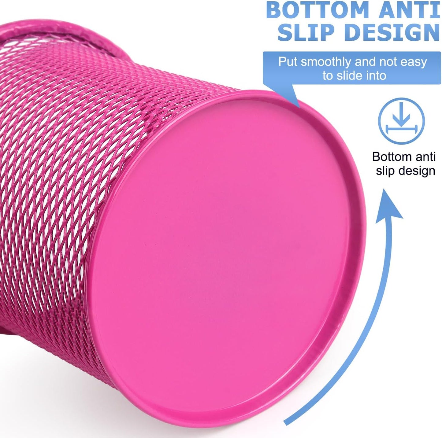 Tamaki Pen Holder Cup for Desk, Wire Mesh Pencil Cup Holder for Desk Office Pen Organizer (Pink)