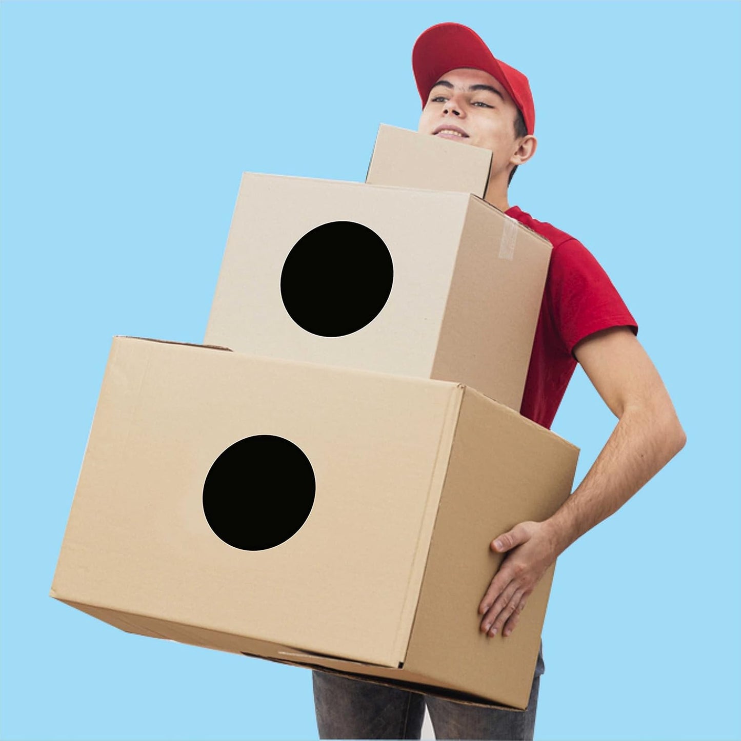 PARLAIM 2 inch Round Color-Code Dot Sticker Labels, 4 Rolls 2000 Adhesive Label Pack in Dispenser Box, Black