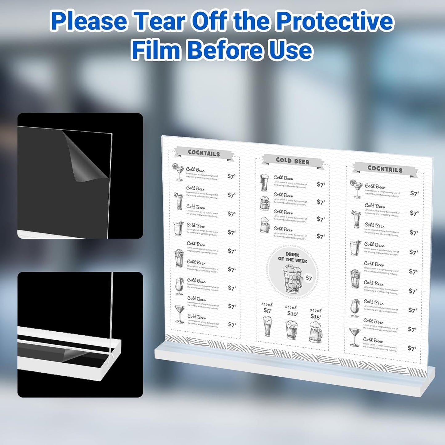 6 Pack Acrylic Sign Holder 11 x 8.5 Horizontal, Double-Sided Clear Sign Holder Plastic Stands for Display, T Shape Acrylic Table Sign Stands for Office Store Restaurants Wedding Party Decoration