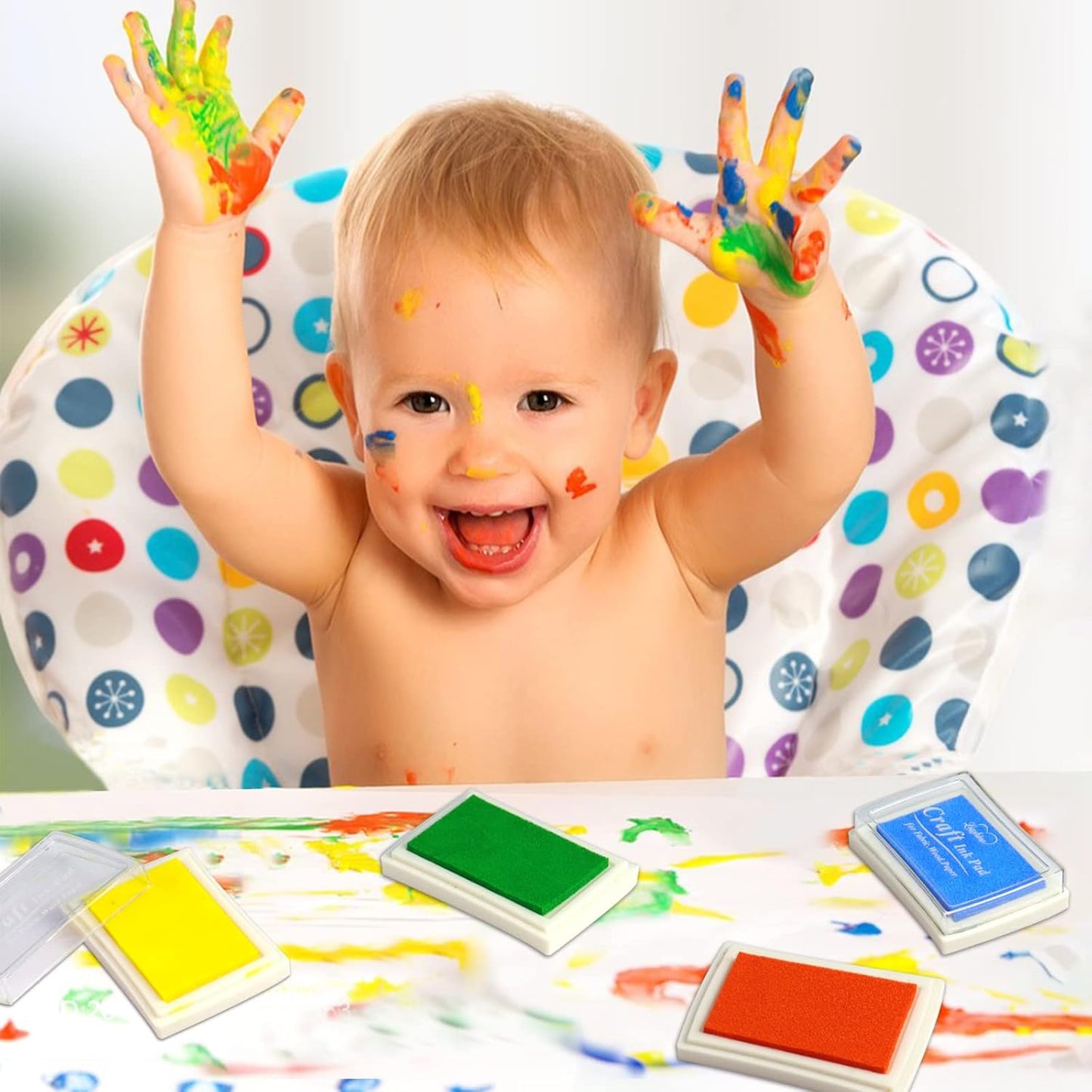 Craft Ink Pad for Rubber Stamps, Paper, Wooden, Fabric, Scrapbooking, Non-Toxic Finger Ink Pads for Kids (Silver)