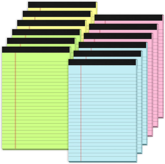 Legal Pads 5x8 Colored Note Pads 5x8, 12 Pack Small Legal Pads 5x8 College Ruled, Colored Notepads 5 x 8 Lined Paper Pads, Lined Notebook Paper 5 x 8 Pads, 30 Sheets/Pad