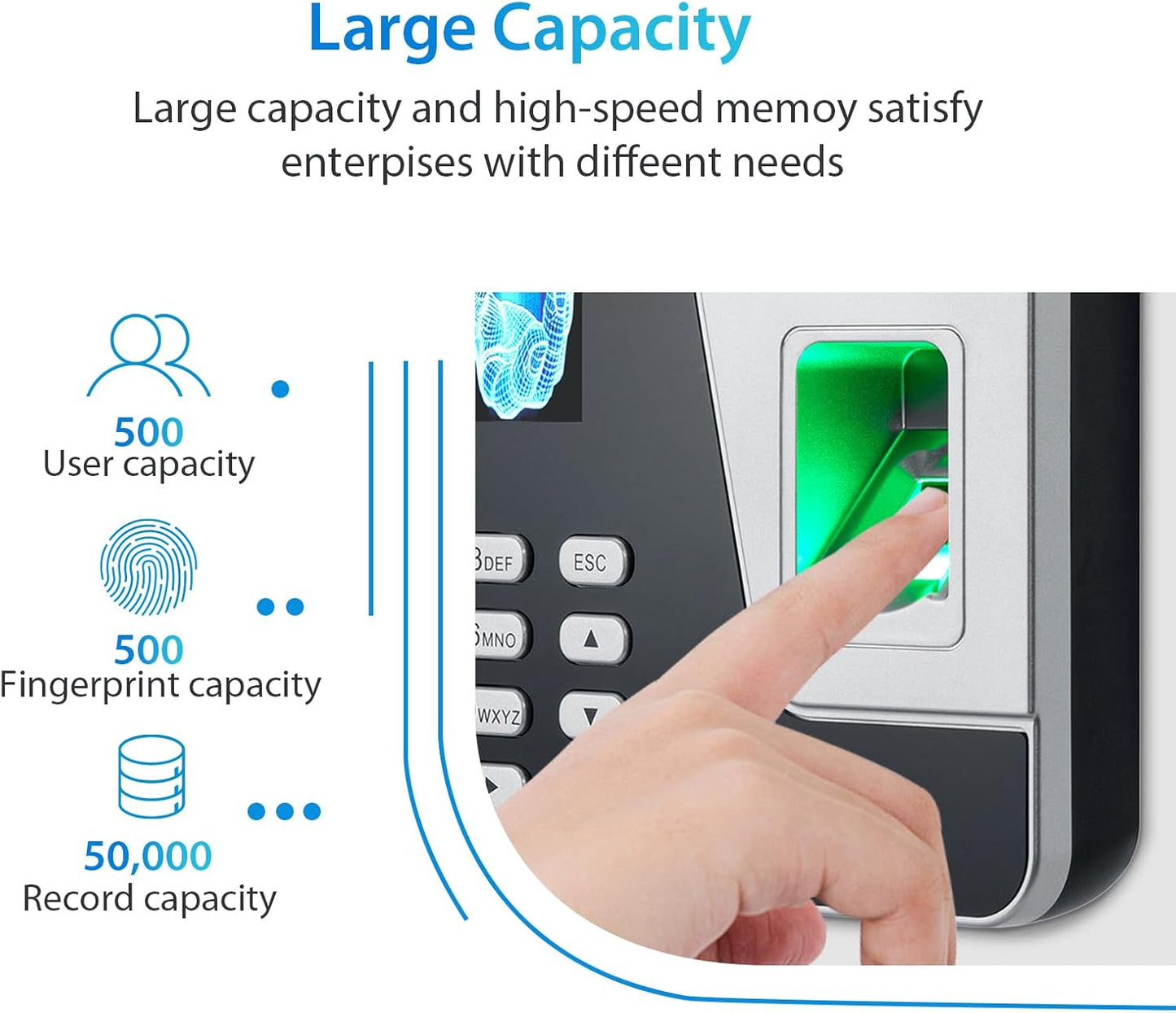 NGTeco Standalone Time Clock, Fingerprint & PIN Time Clocks for Employees Small Business Without WiFi & Software, Clock in and Out Machine for Employees, No Monthly Fee