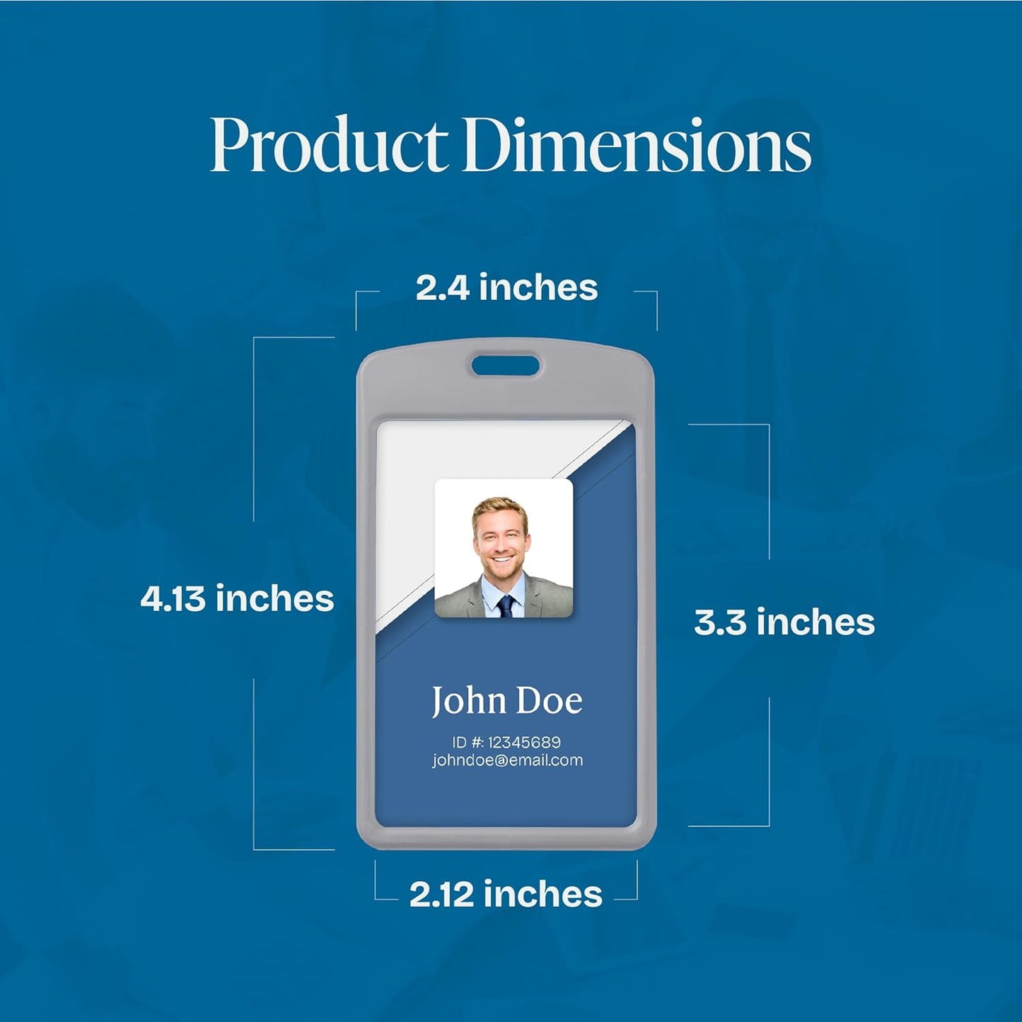 Will Well Vertical Sliding Badge Holder for Lanyards - Hard ABS Plastic 4.13" x 3.3" Protector Fits Up to 2 Standard-Sized Cards, Lightweight Secure Quick-Access Slide Cover Design - 6-Pack, Grey