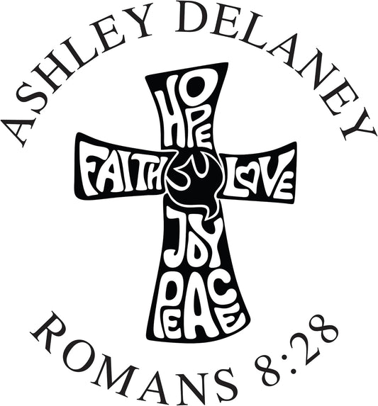 Personalized Bible Verse and Religious Cross Stamp or Book Embosser with Name in Classic Font. Wooden Stamp, Self Inking Stamp or Embosser (Cross Style #2)