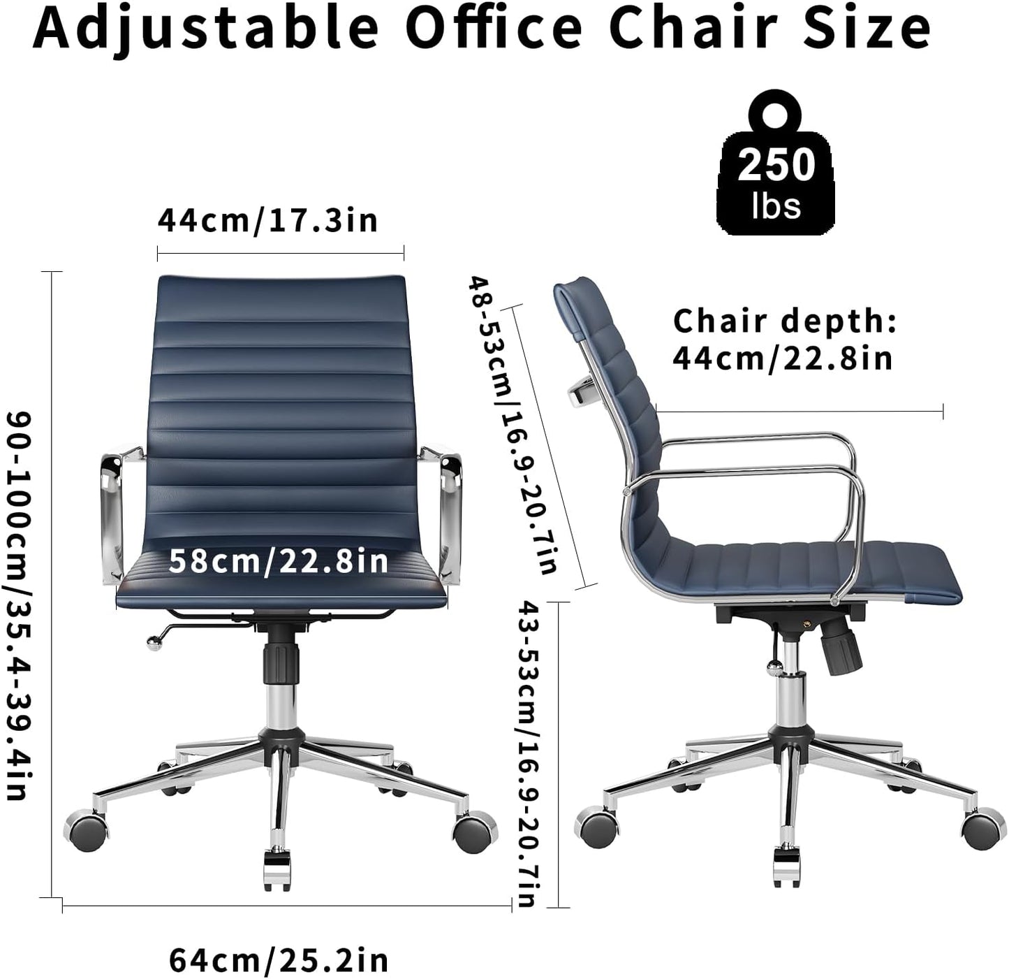 Chair, Desk Computer Chair ，with Armrests ，Ergonomic Office Chair for Home and Office, 17.32 x 22.83 x 35.43 inches, Multiple Colors (Navy)
