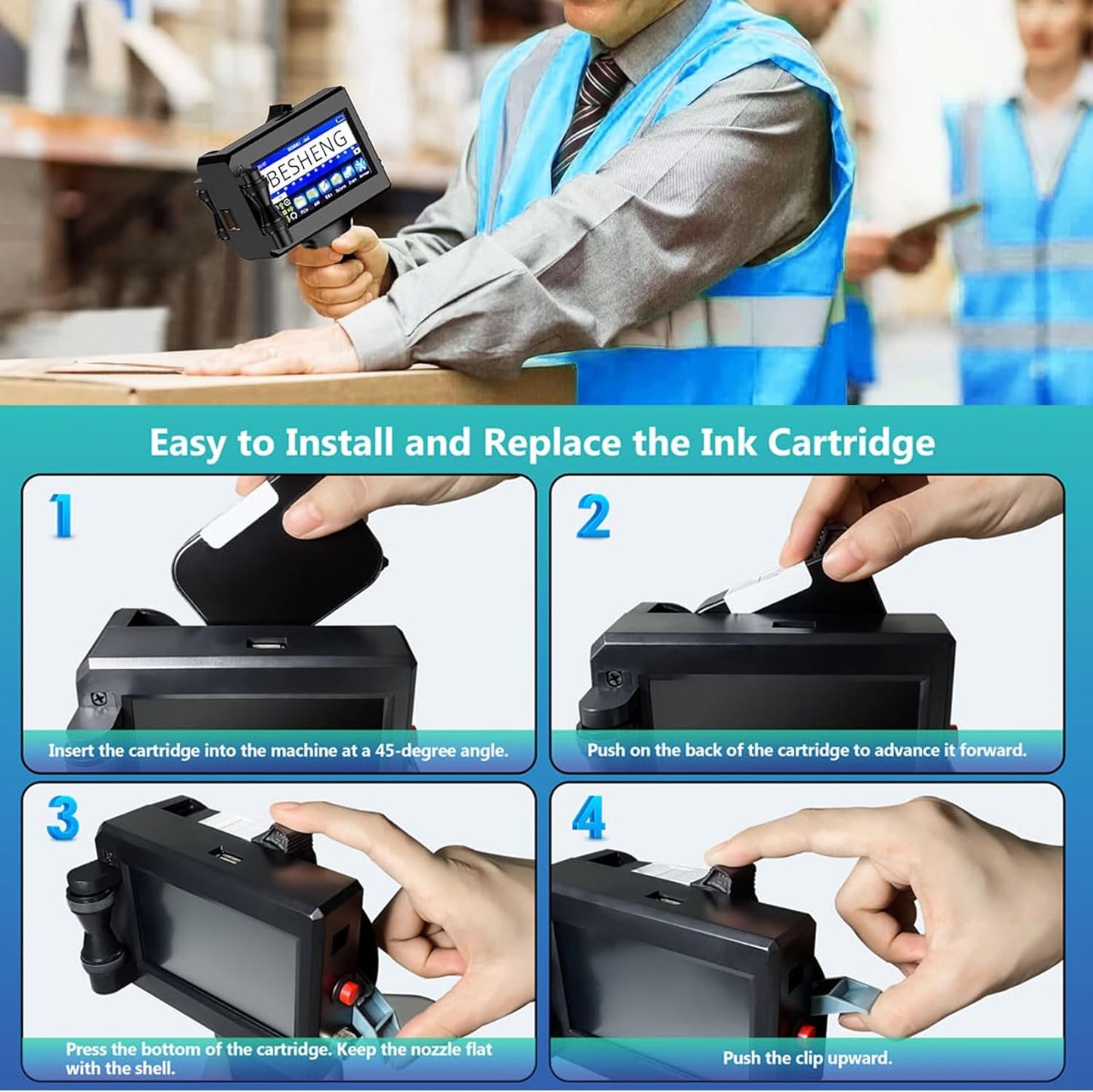 Original Black Ink Cartridge Fast Dry Replacement 42ml Ink Cartridge Compatible for PT3000 Handheld Inkjet Printer/MP10 Mini Handheld Inkjet Printer