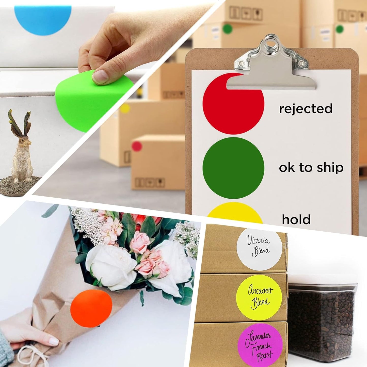 ChromaLabel 3 Inch Circle Sticker Labels, Easy to Write On Colored Dot Stickers, Permanent Adhesive Labels for Organization and Inventory - 500 Sticky Dots per Roll, Red Dot Stickers - Case of 5