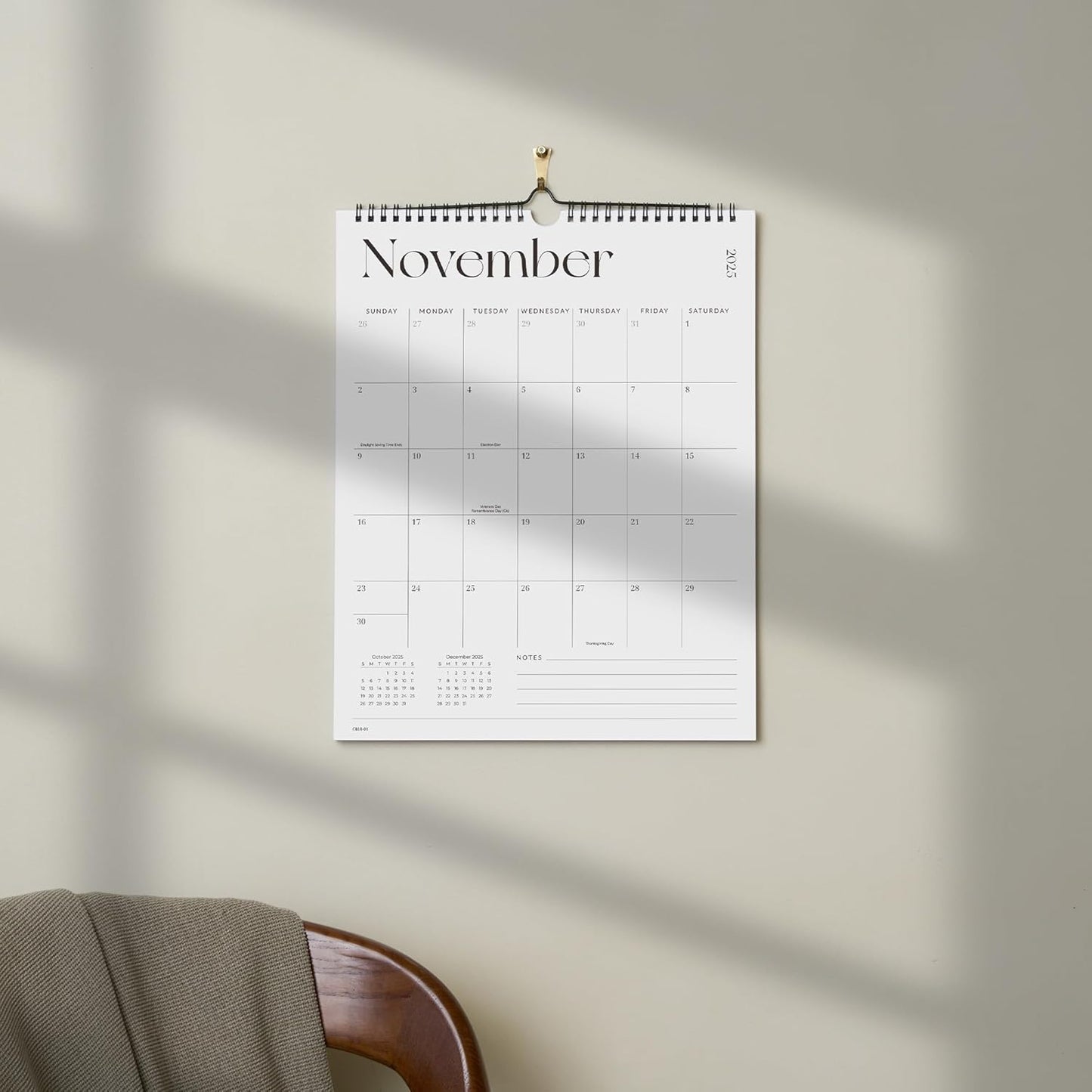 Cabbrix Wall Calendar 2025-2026, 18 Monthly Wall Calendar September 2025 to December 2026, 15" x 12", Twin-Wire Binding, Hanging Calendar for Home Office School, Simplified