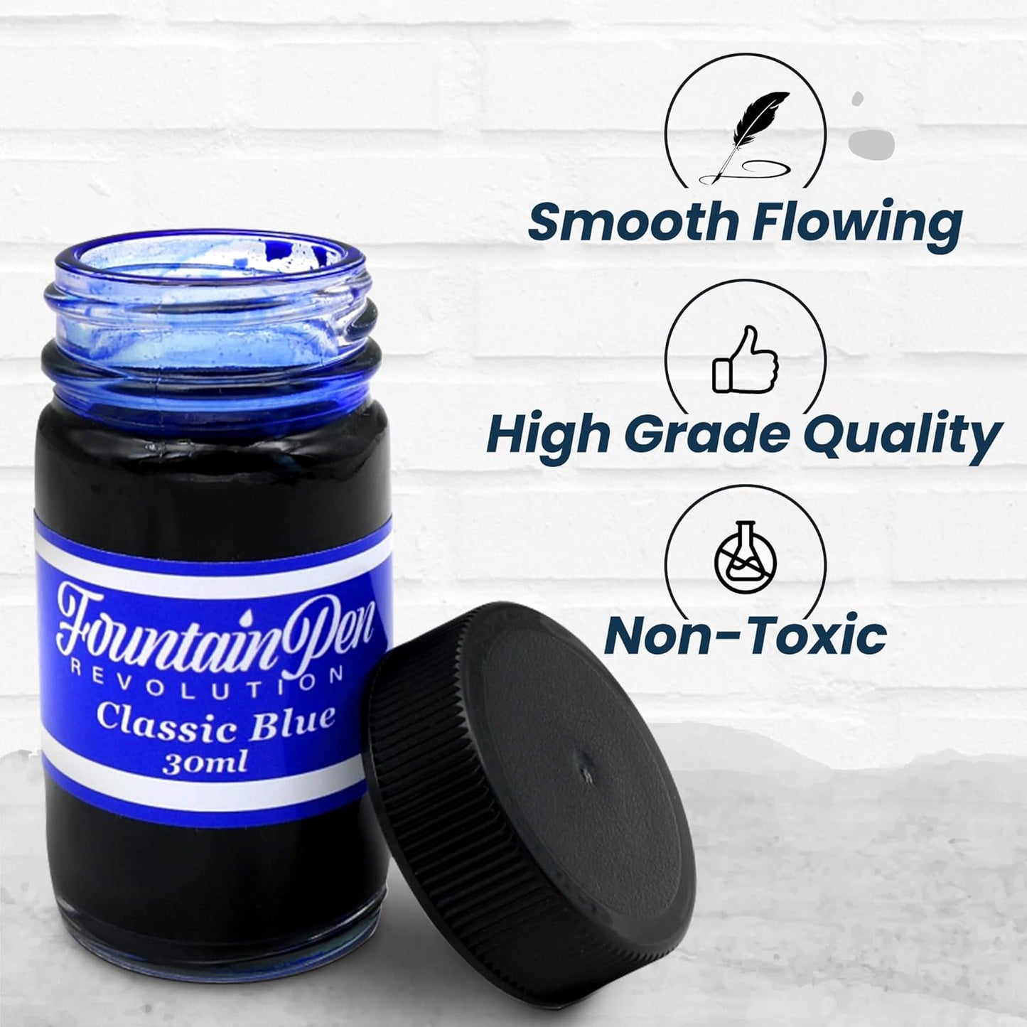 FPR Classic Blue Fountain Pen Ink - 30 ml Saturated Blue Ink Bottle for Smooth, Effortless Writing - Professional/Daily Use Refill Ink for Fountain Pen - Premium Stationery Supplies